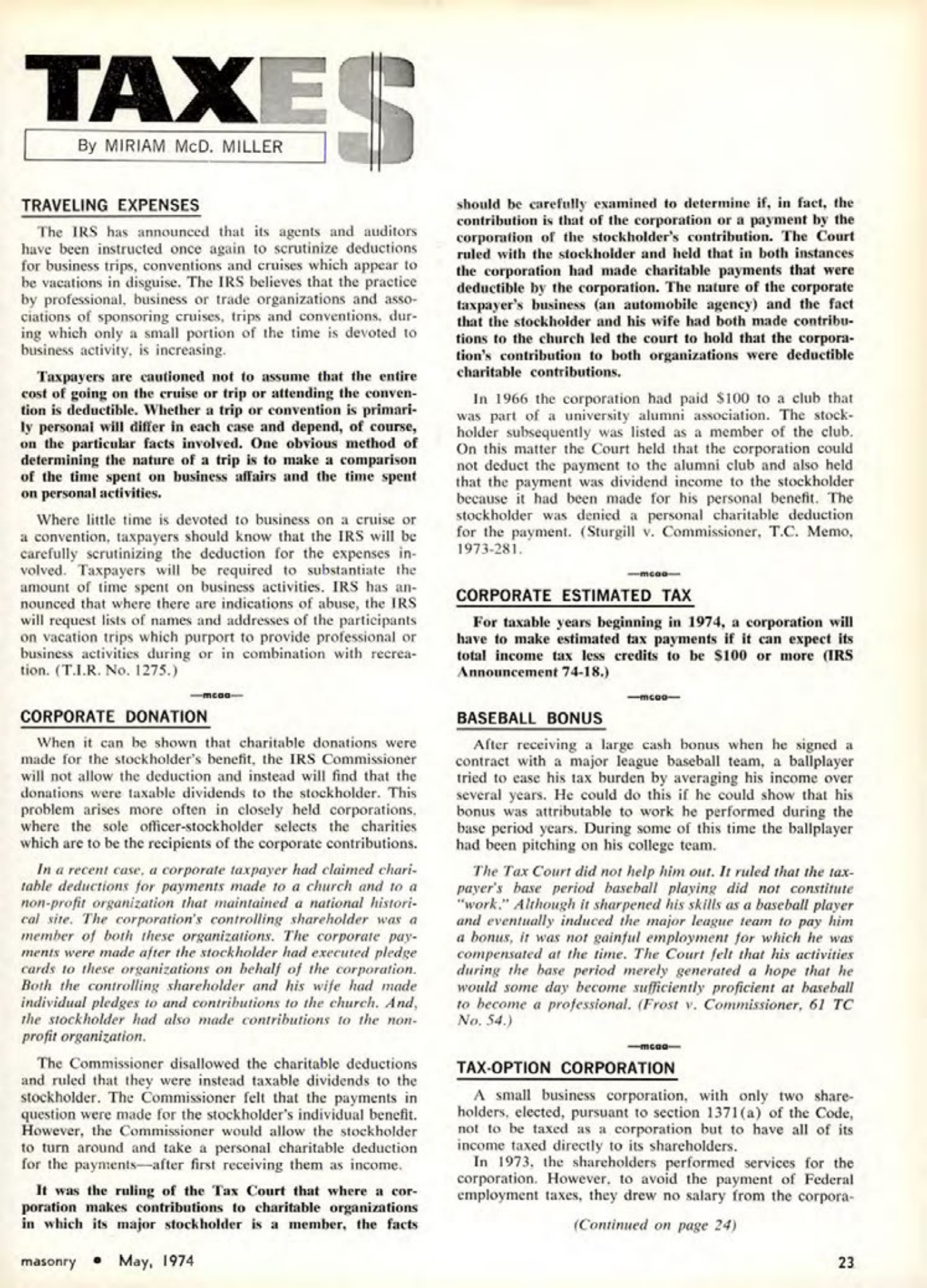 Masonry Magazine May 1974 Page. 23