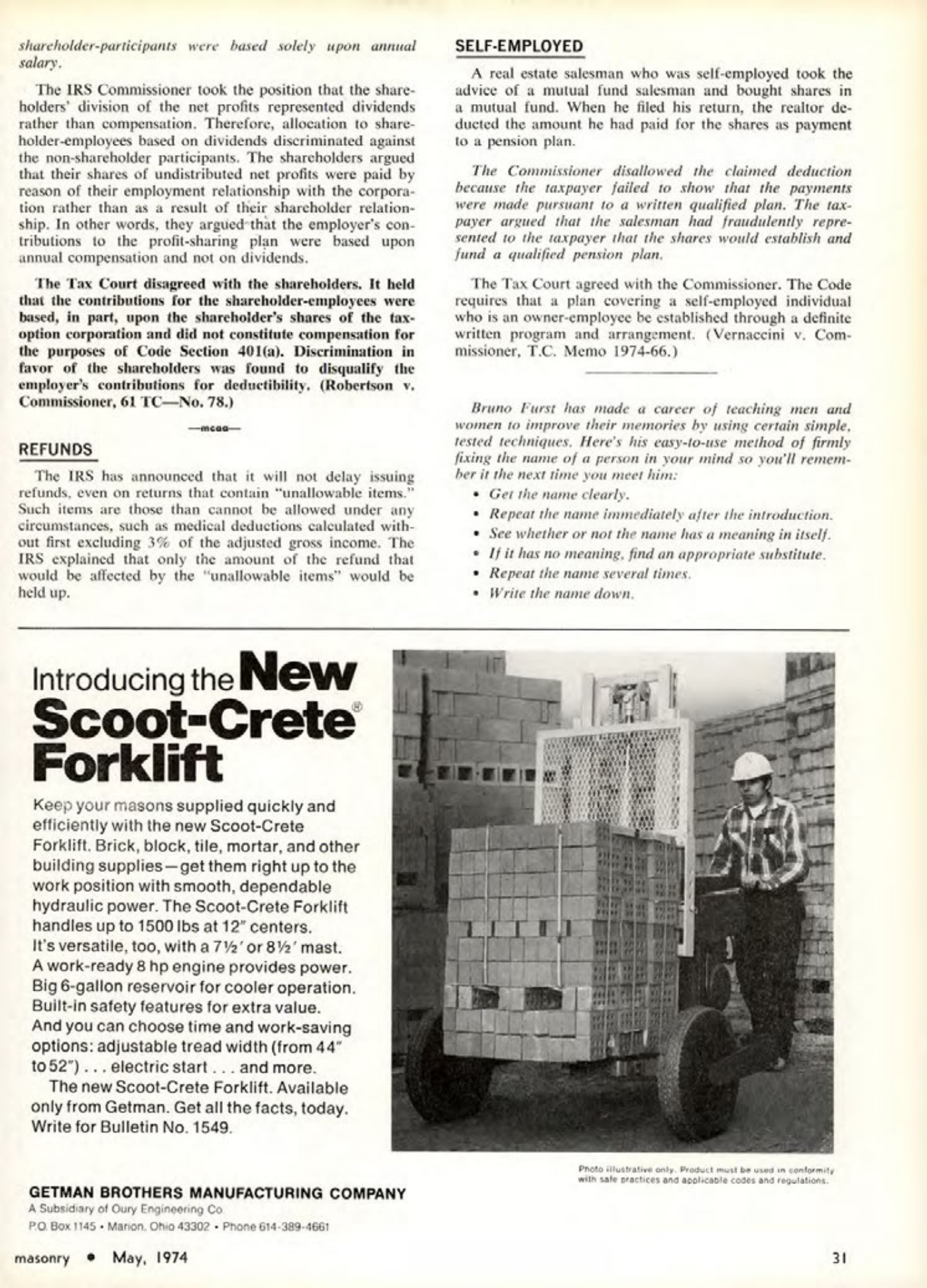 Masonry Magazine May 1974 Page. 31