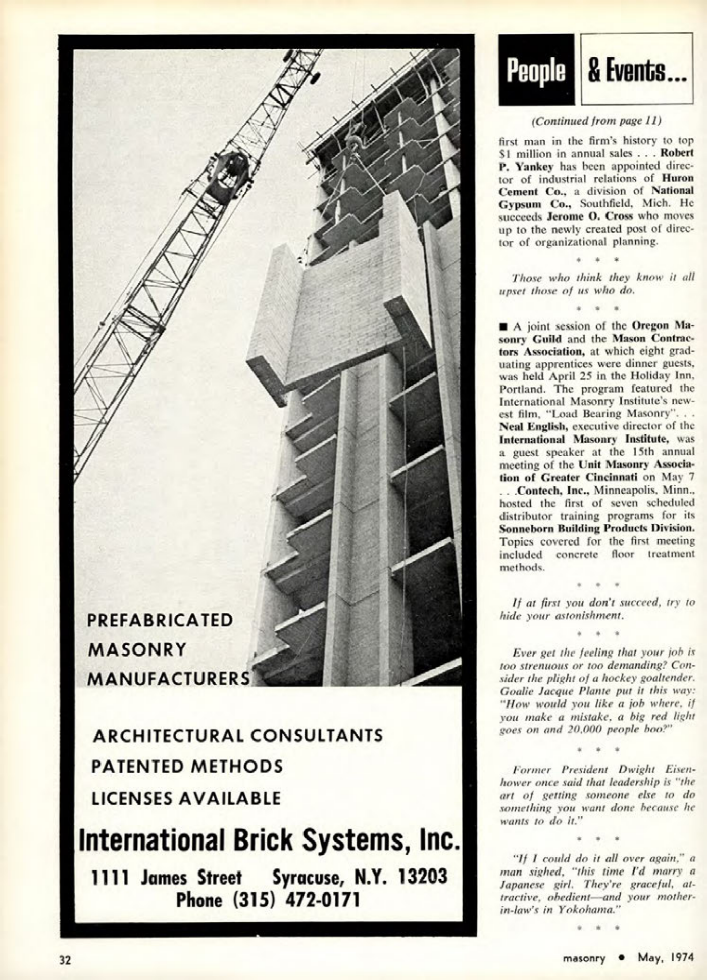 Masonry Magazine May 1974 Page. 32
