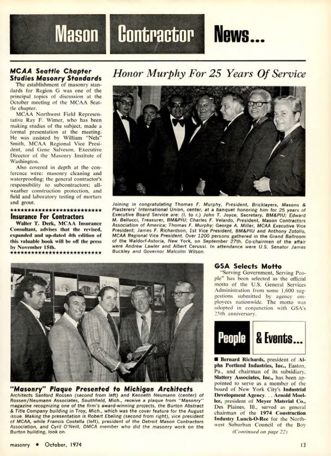 Masonry Magazine October 1974 Page. 12