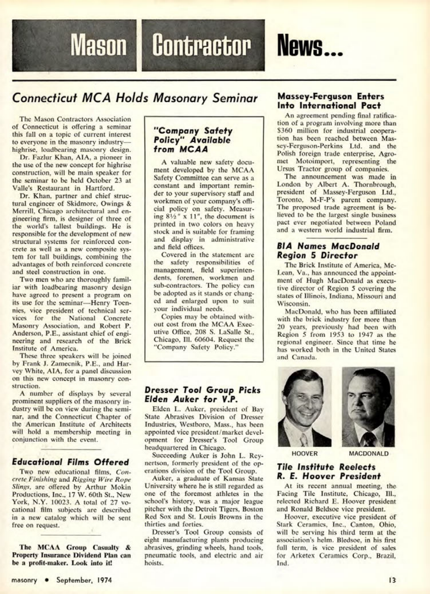 Masonry Magazine September 1974 Page. 13
