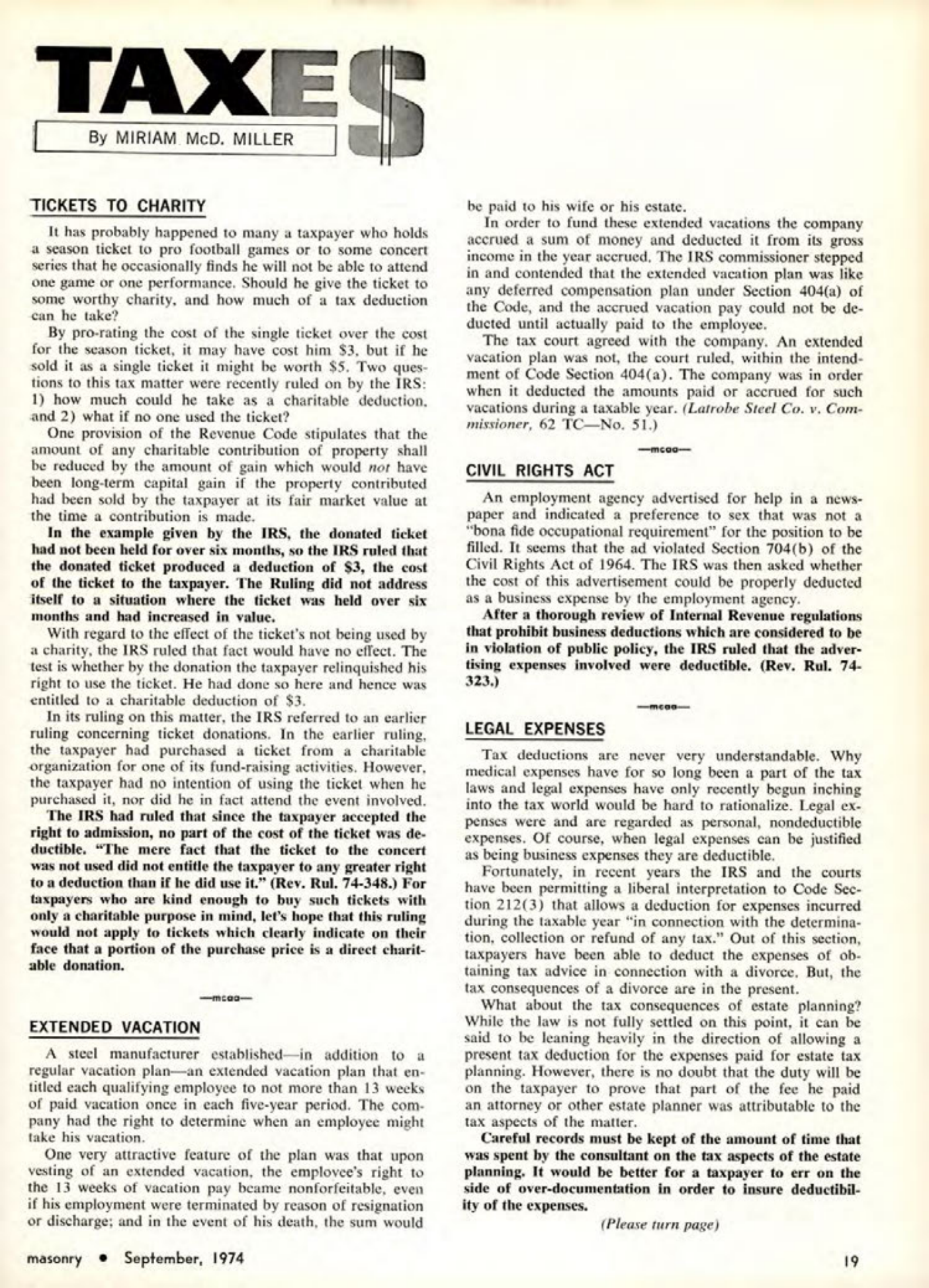 Masonry Magazine September 1974 Page. 19