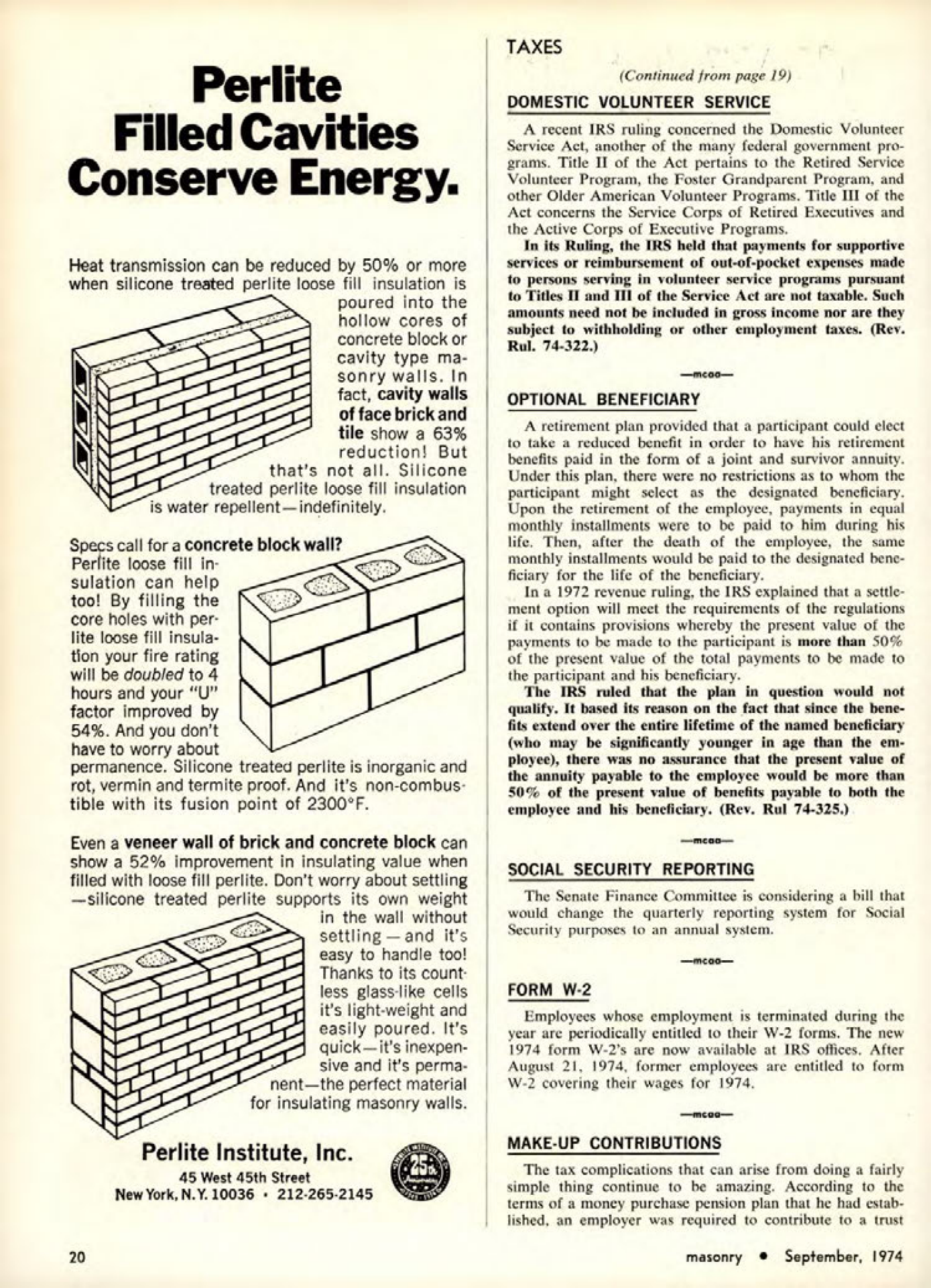 Masonry Magazine September 1974 Page. 20