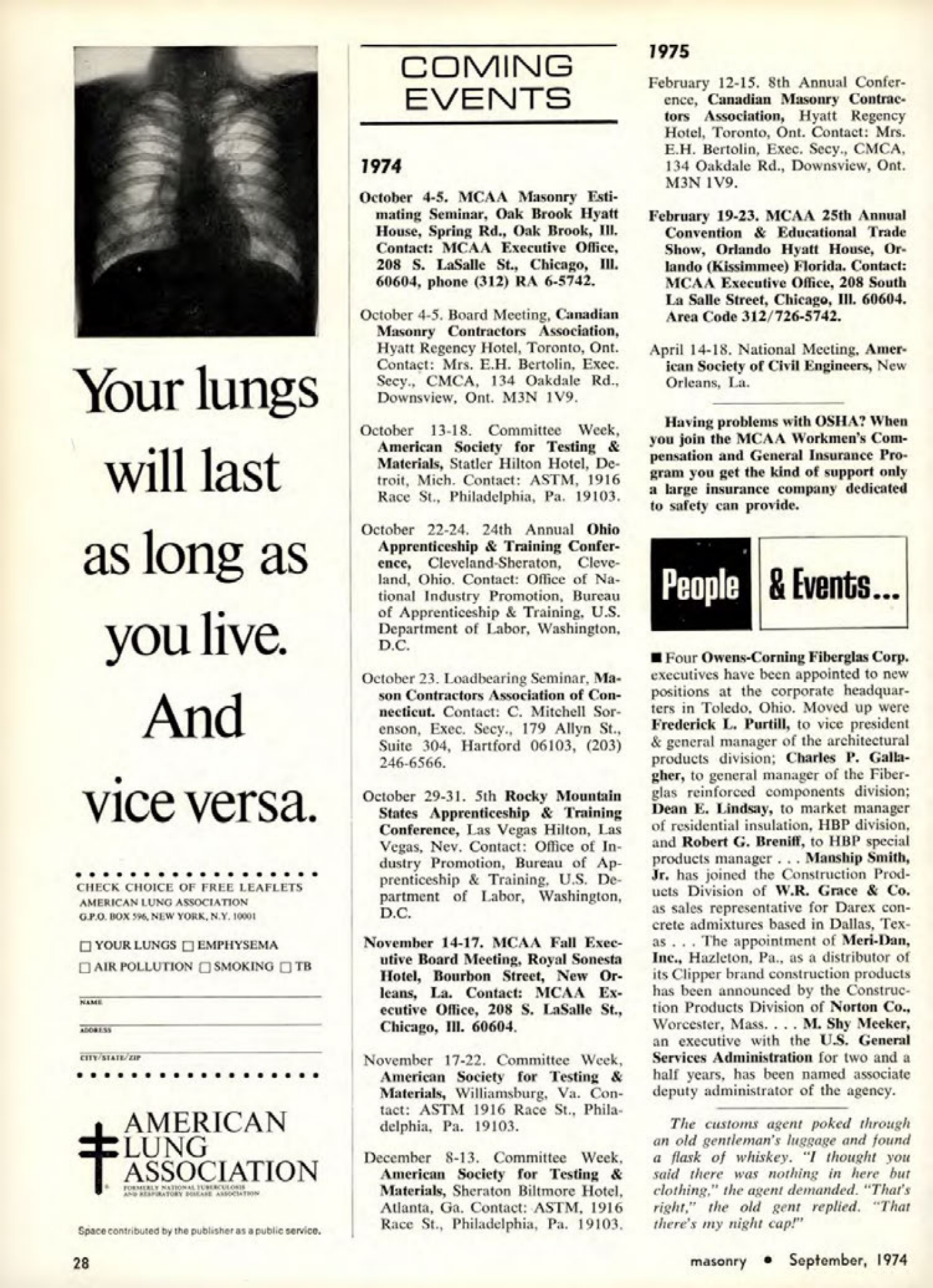 Masonry Magazine September 1974 Page. 28
