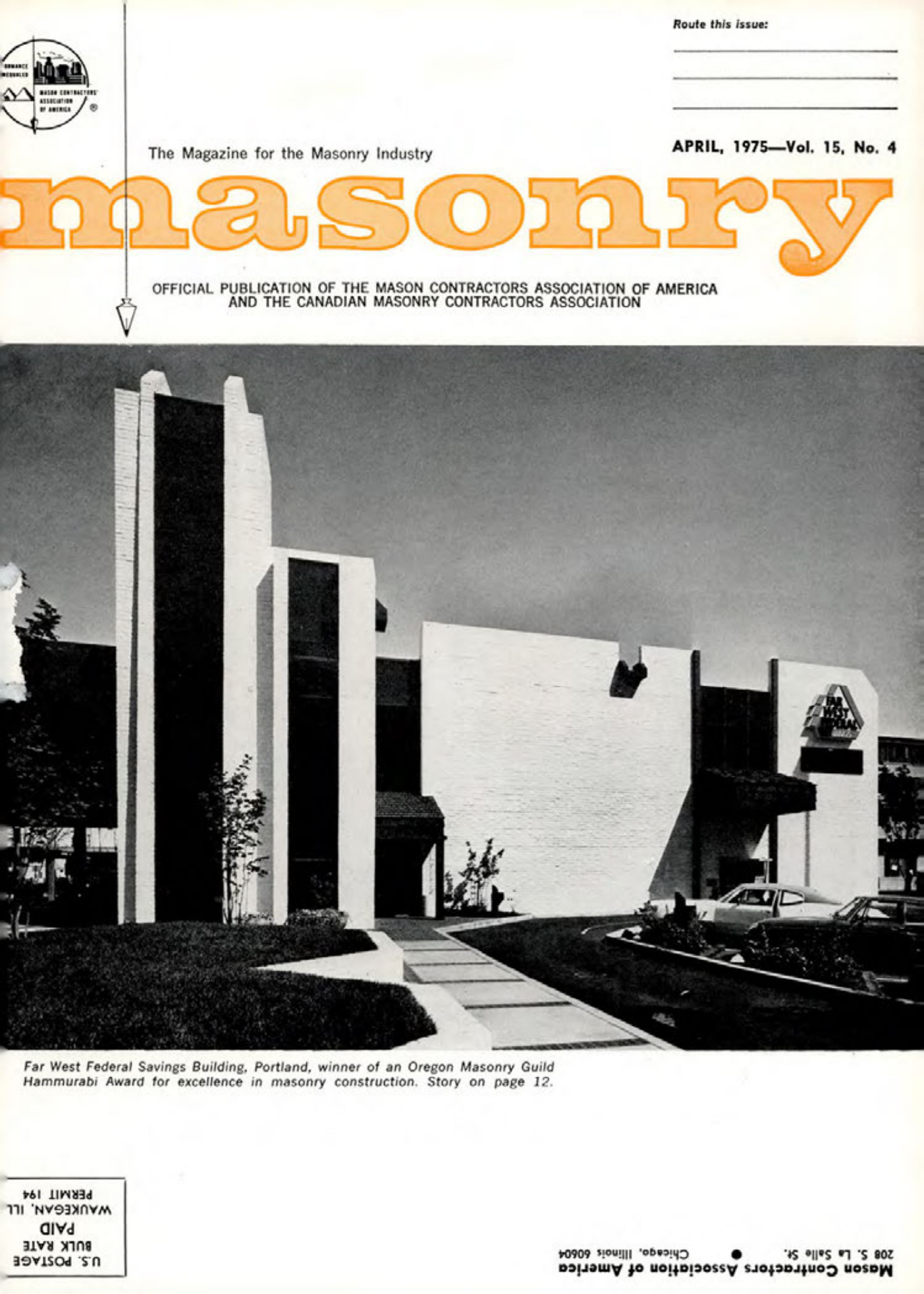 Masonry Magazine April 1975 Page. 1