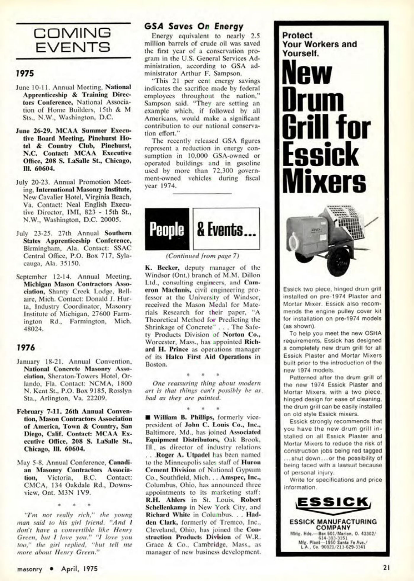 Masonry Magazine April 1975 Page. 21