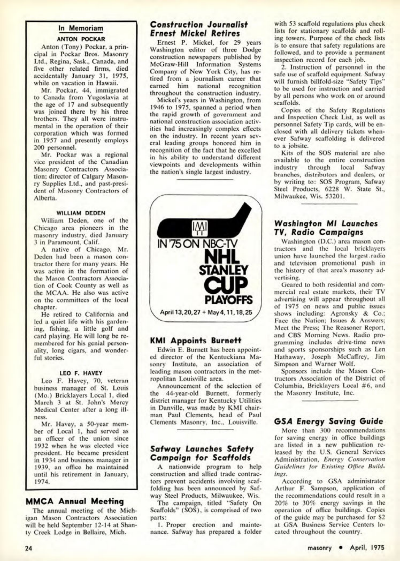 Masonry Magazine April 1975 Page. 24
