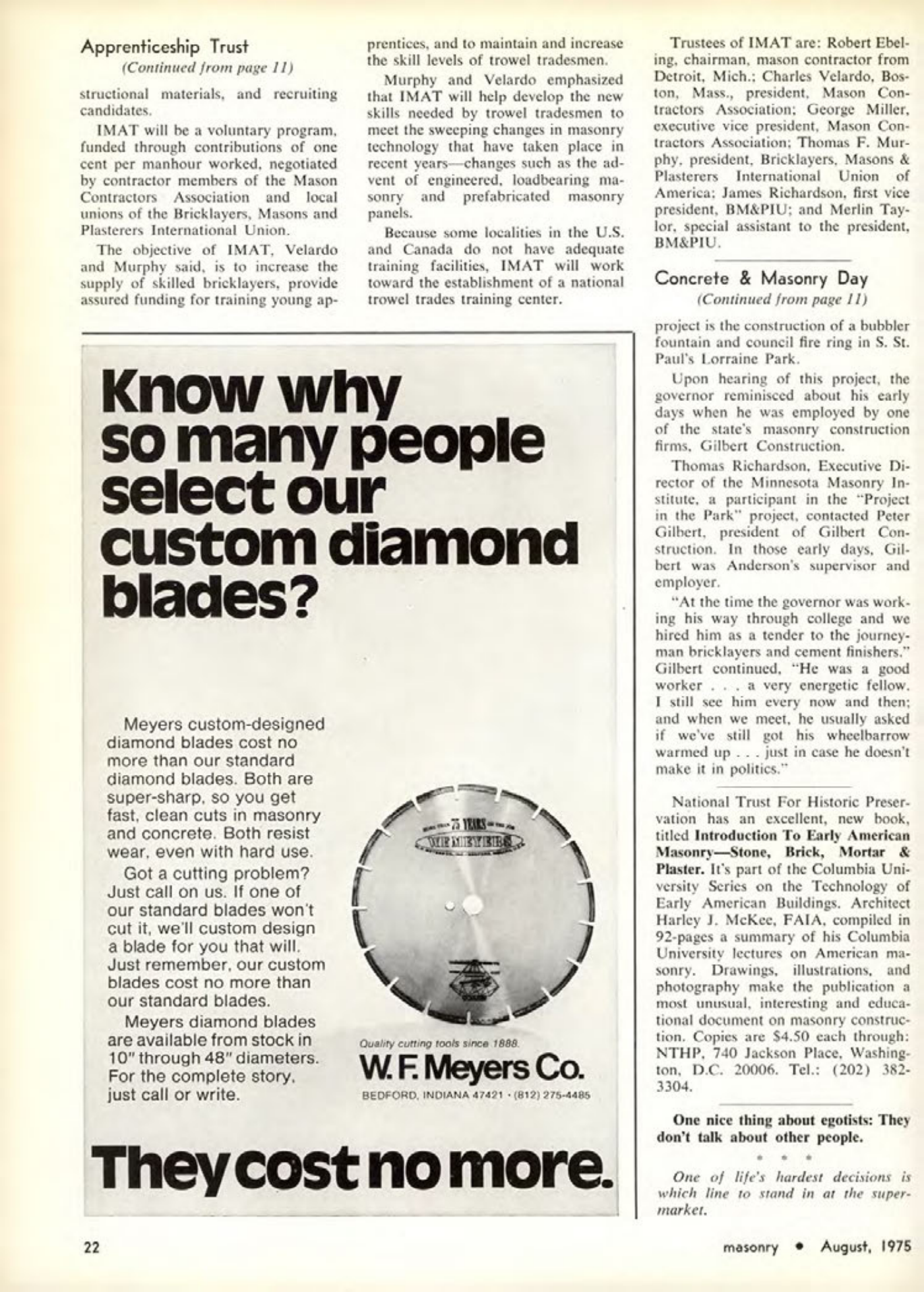 Masonry Magazine August 1975 Page. 22