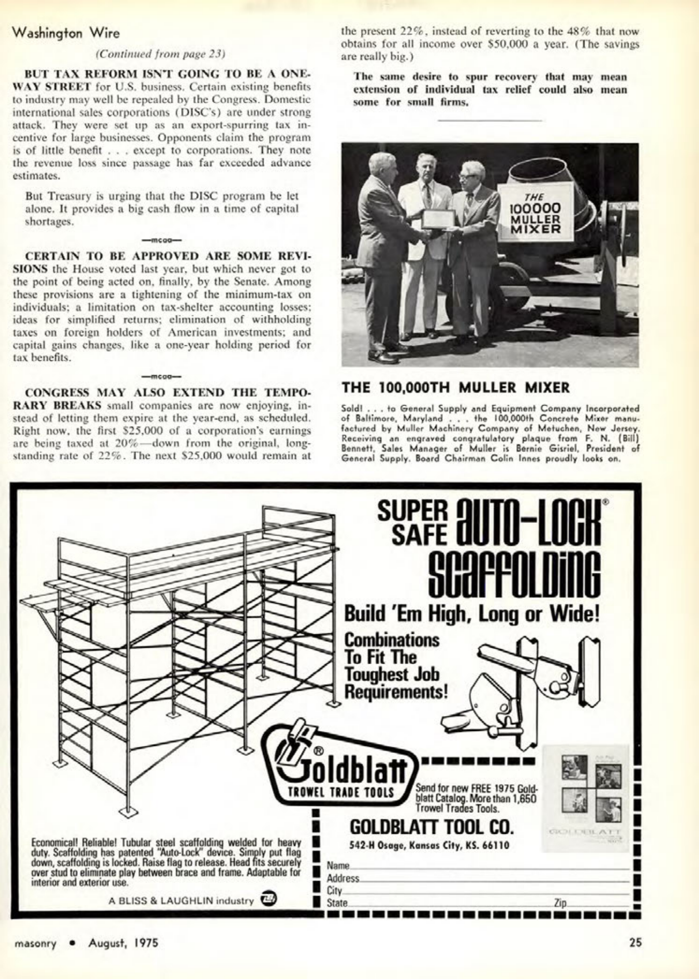 Masonry Magazine August 1975 Page. 25