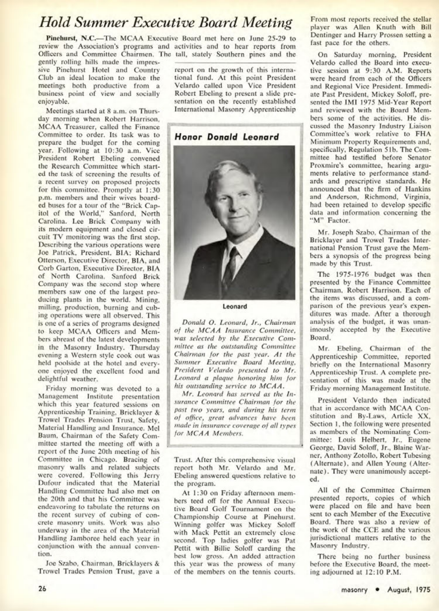 Masonry Magazine August 1975 Page. 26