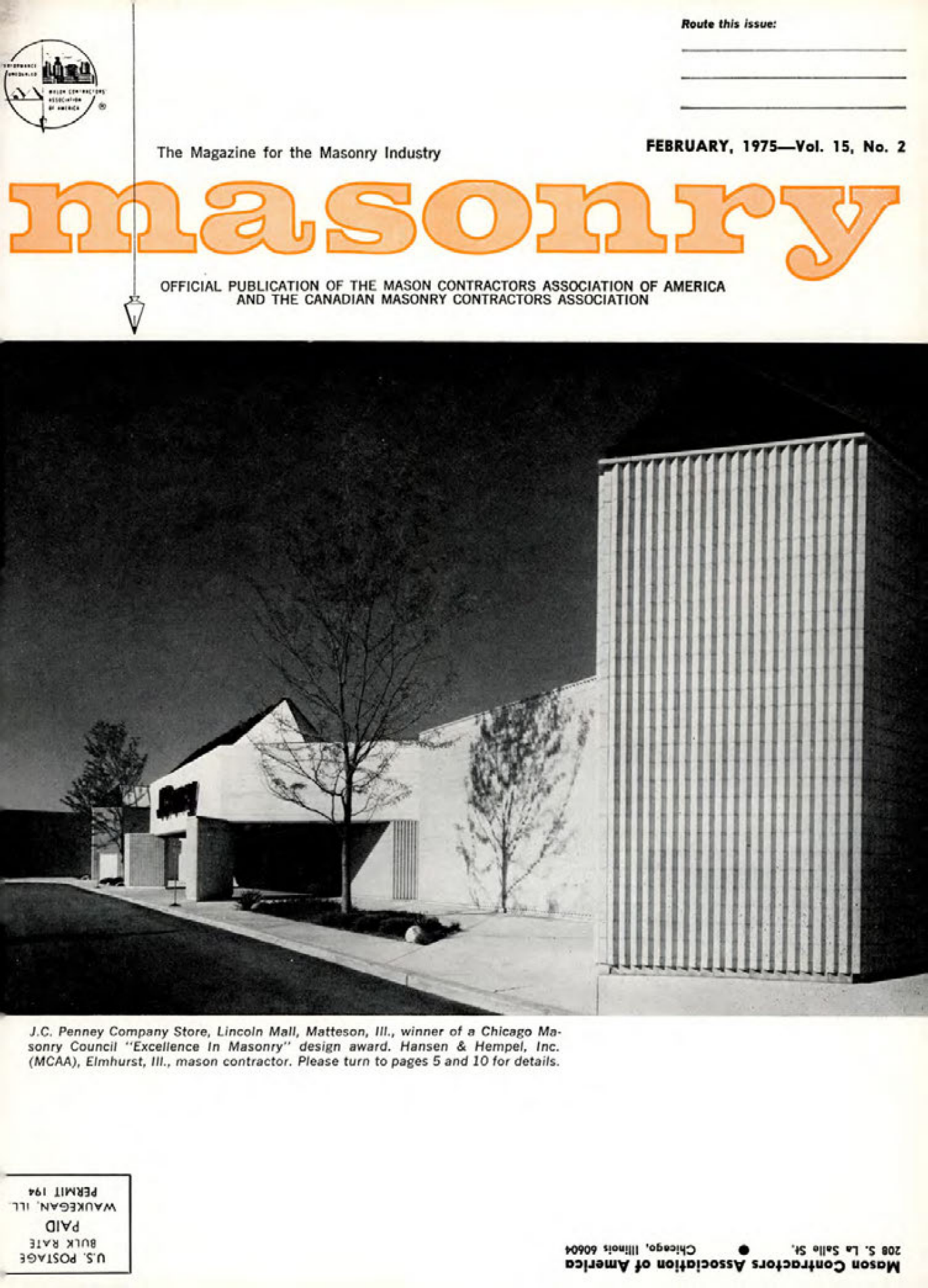 Masonry Magazine February 1975 Page. 1