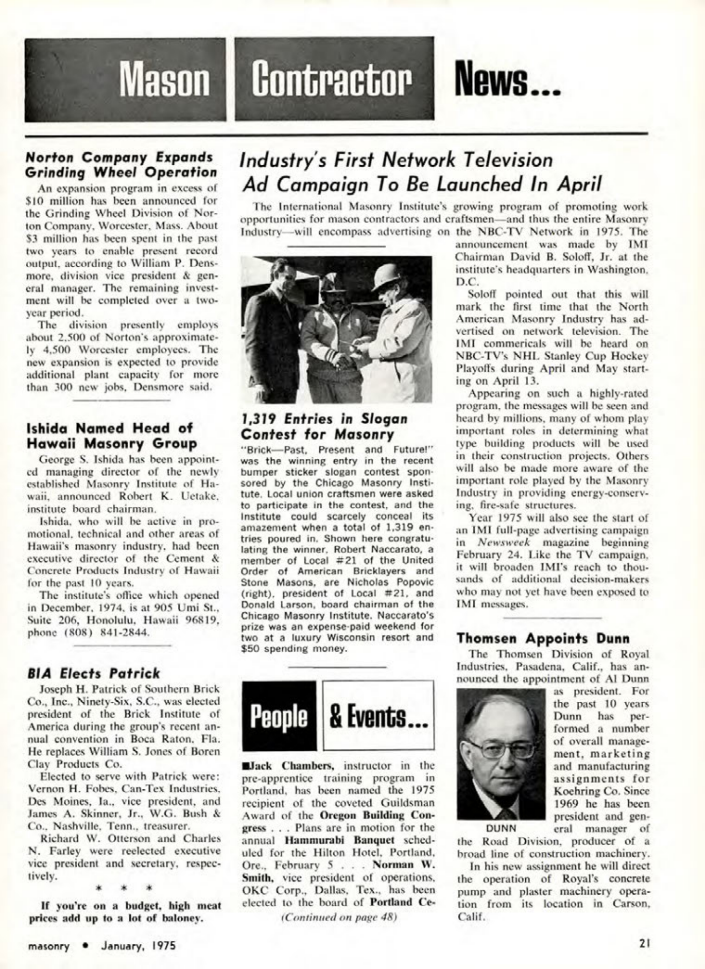 Masonry Magazine January 1975 Page.21