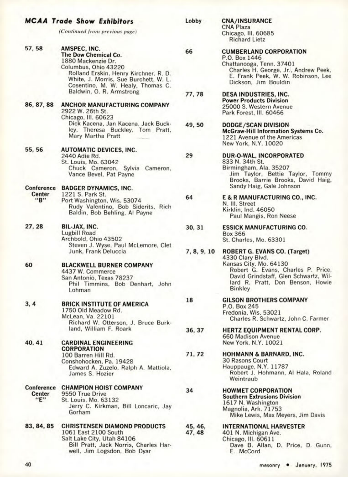 Masonry Magazine January 1975 Page. 40
