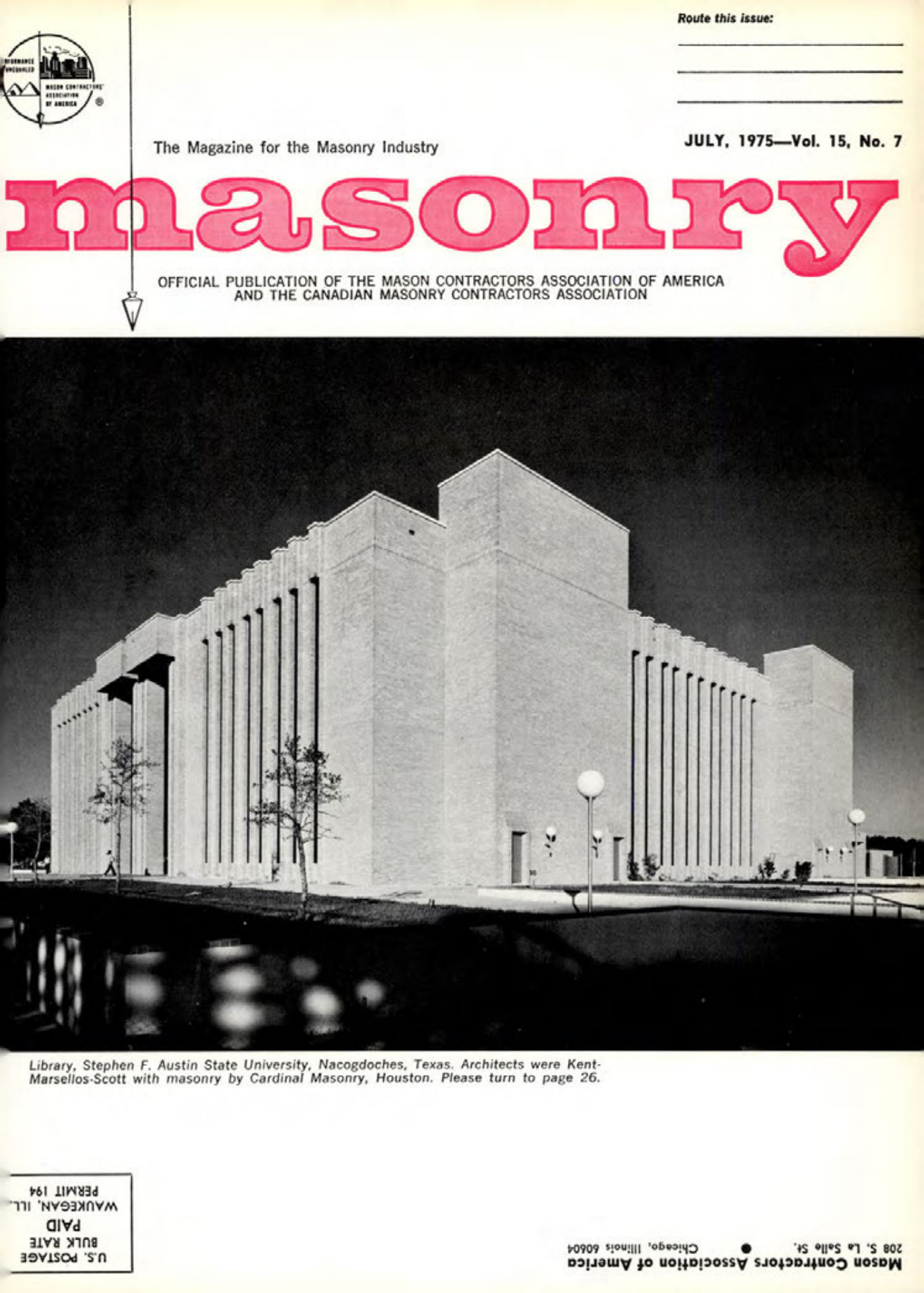 Masonry Magazine July 1975 Page. 1