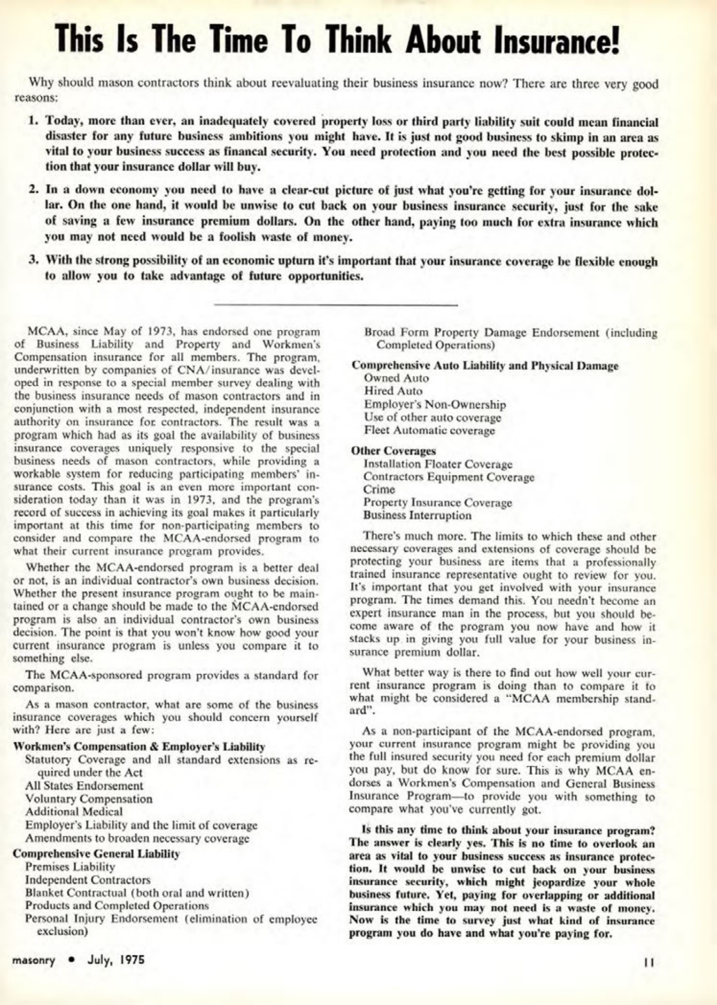 Masonry Magazine July 1975 Page. 11
