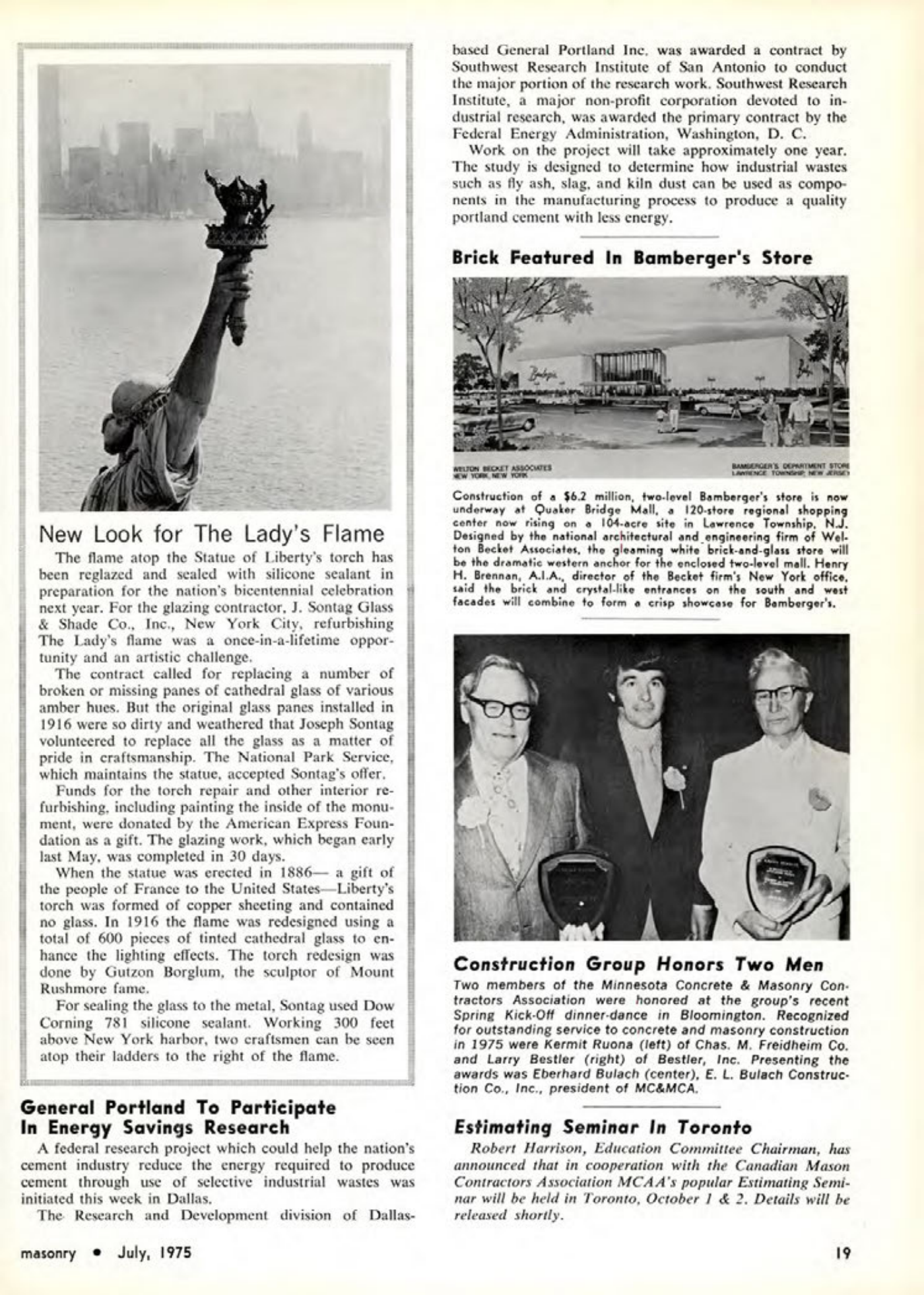 Masonry Magazine July 1975 Page. 19