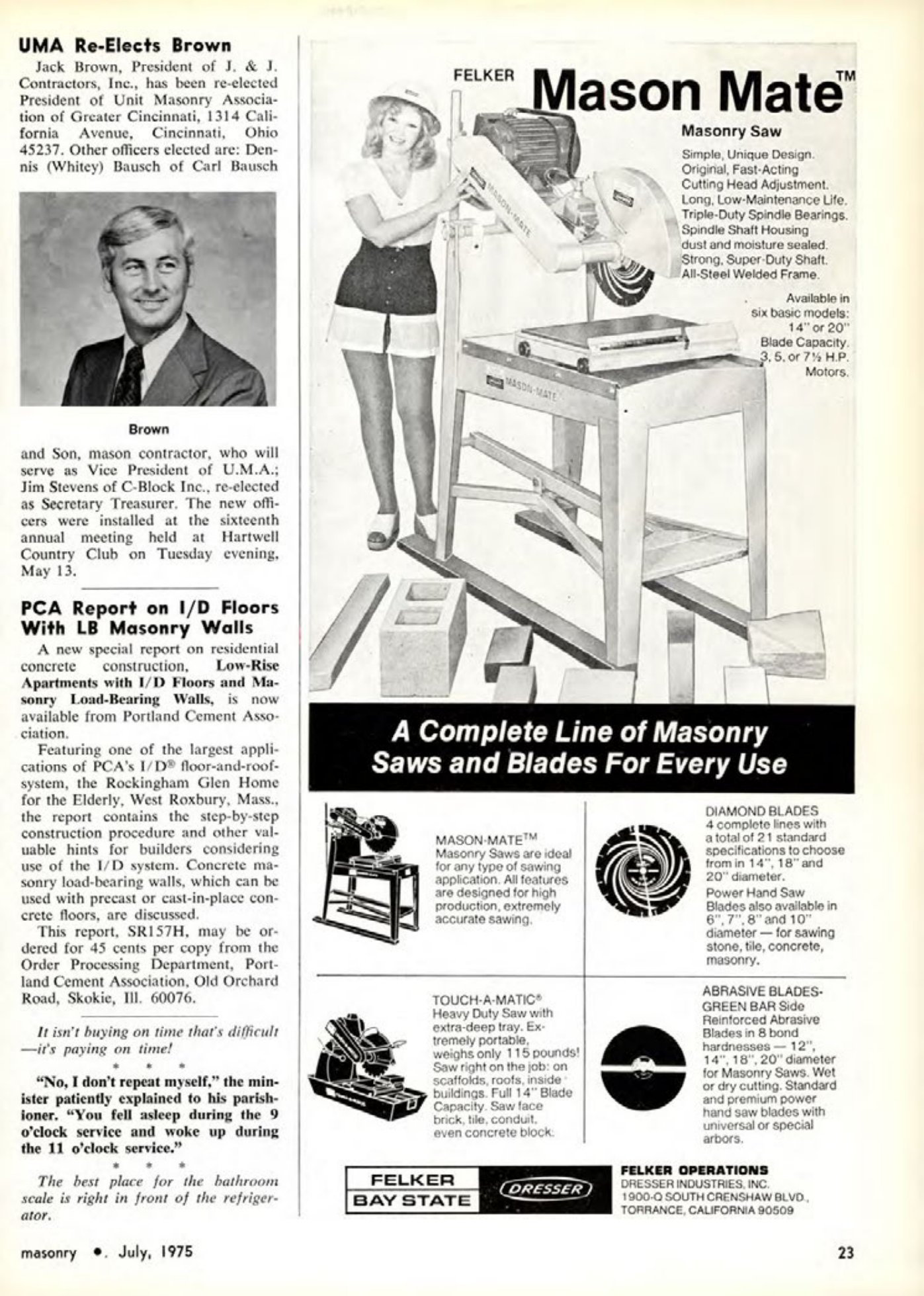 Masonry Magazine July 1975 Page. 23