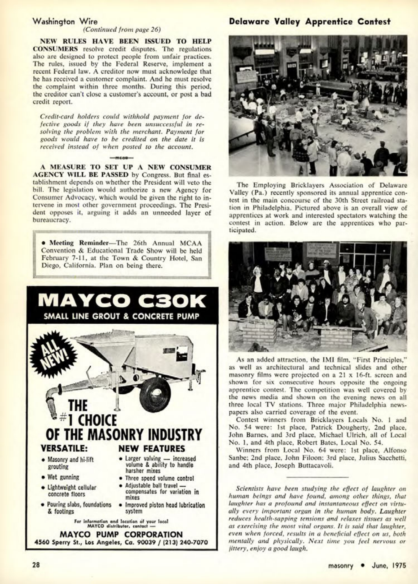 Masonry Magazine June 1975 Page. 28