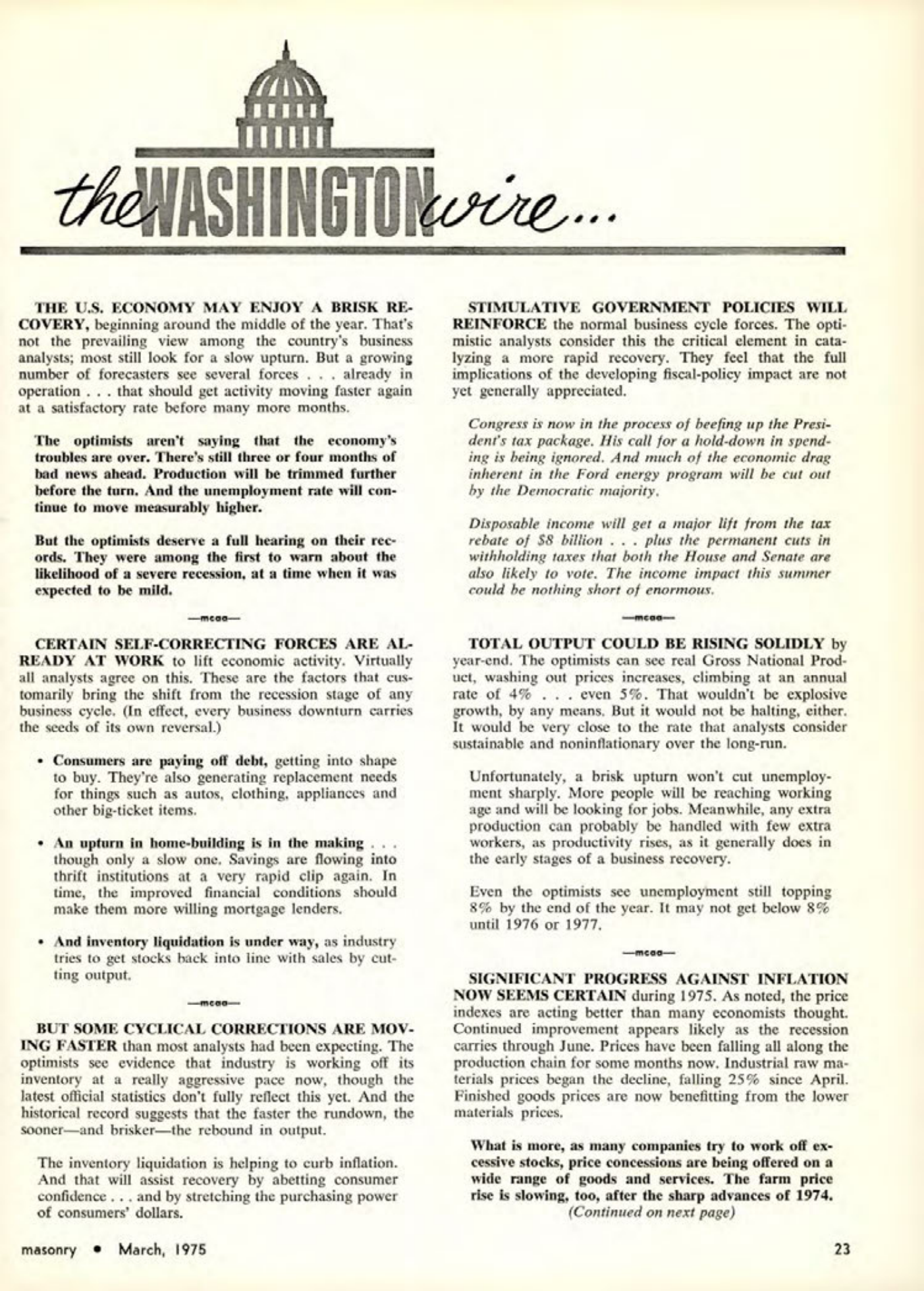 Masonry Magazine March 1975 Page. 23