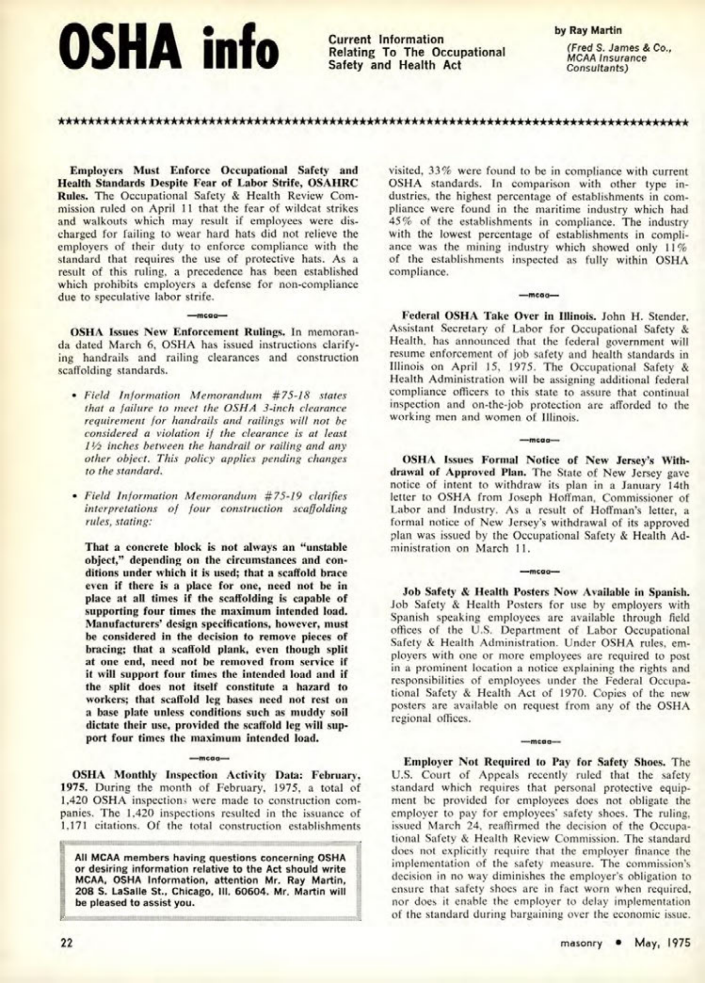 Masonry Magazine May 1975 Page. 22