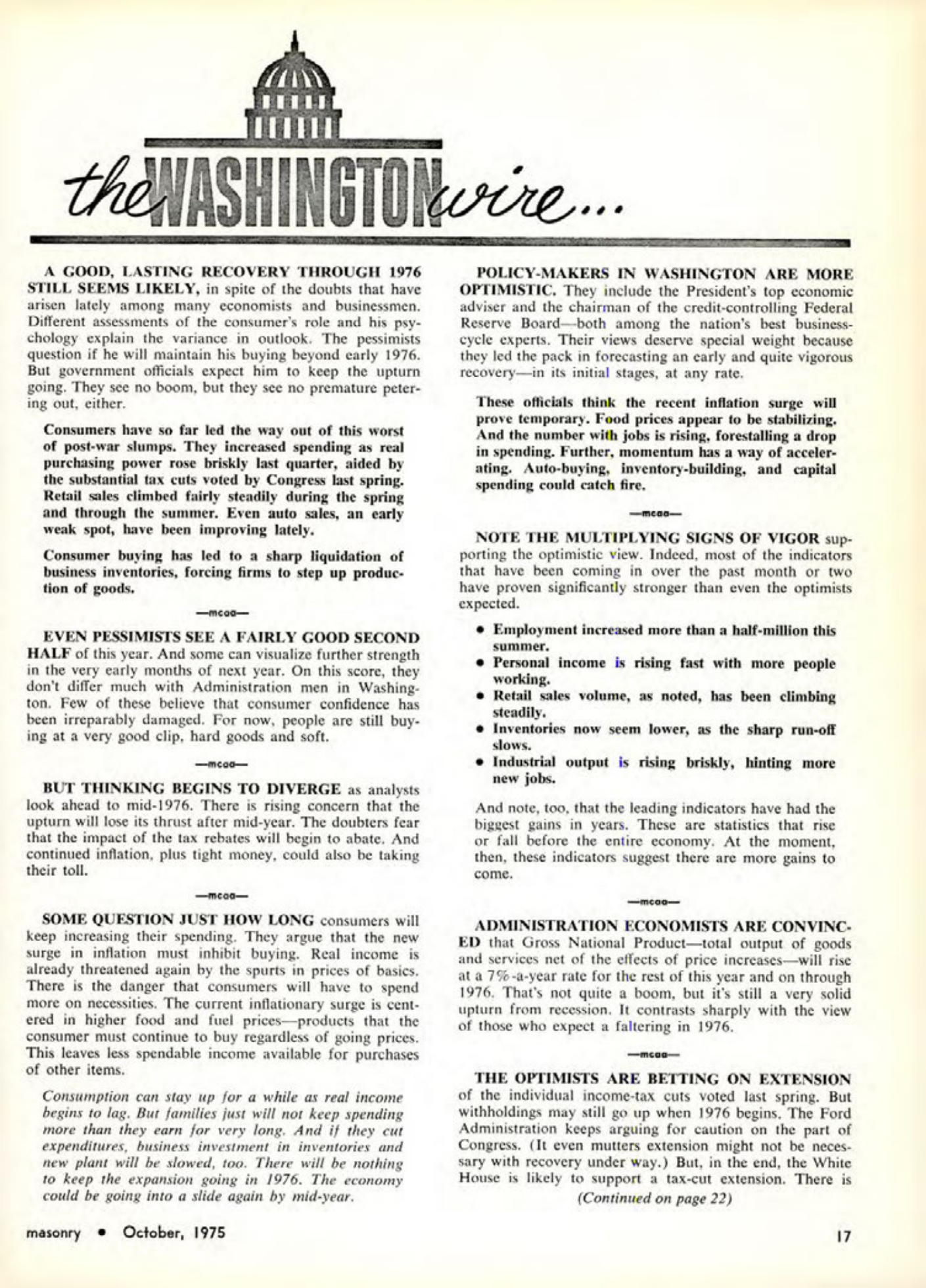 Masonry Magazine October 1975 Page. 17