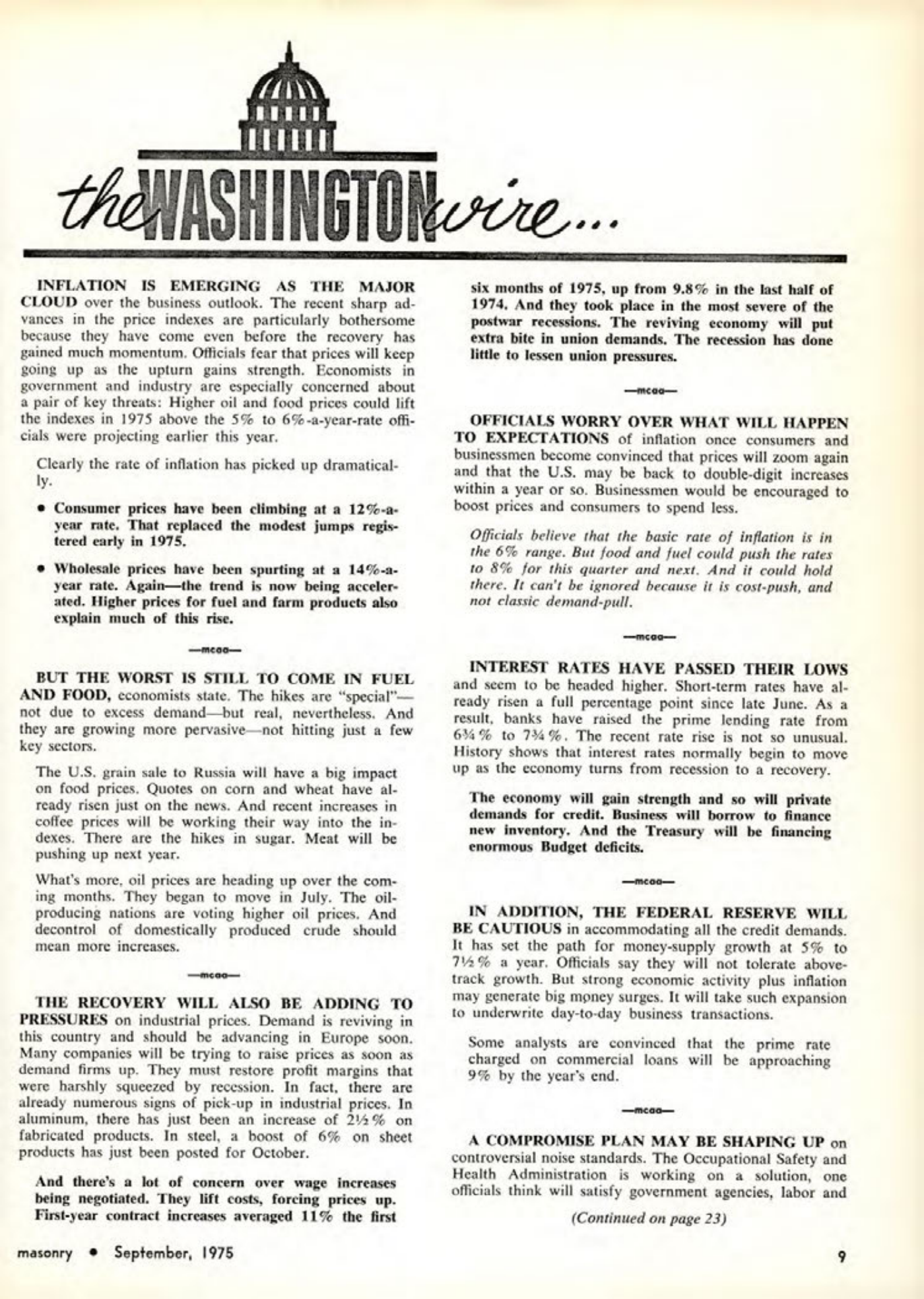 Masonry Magazine September 1975 Page. 9