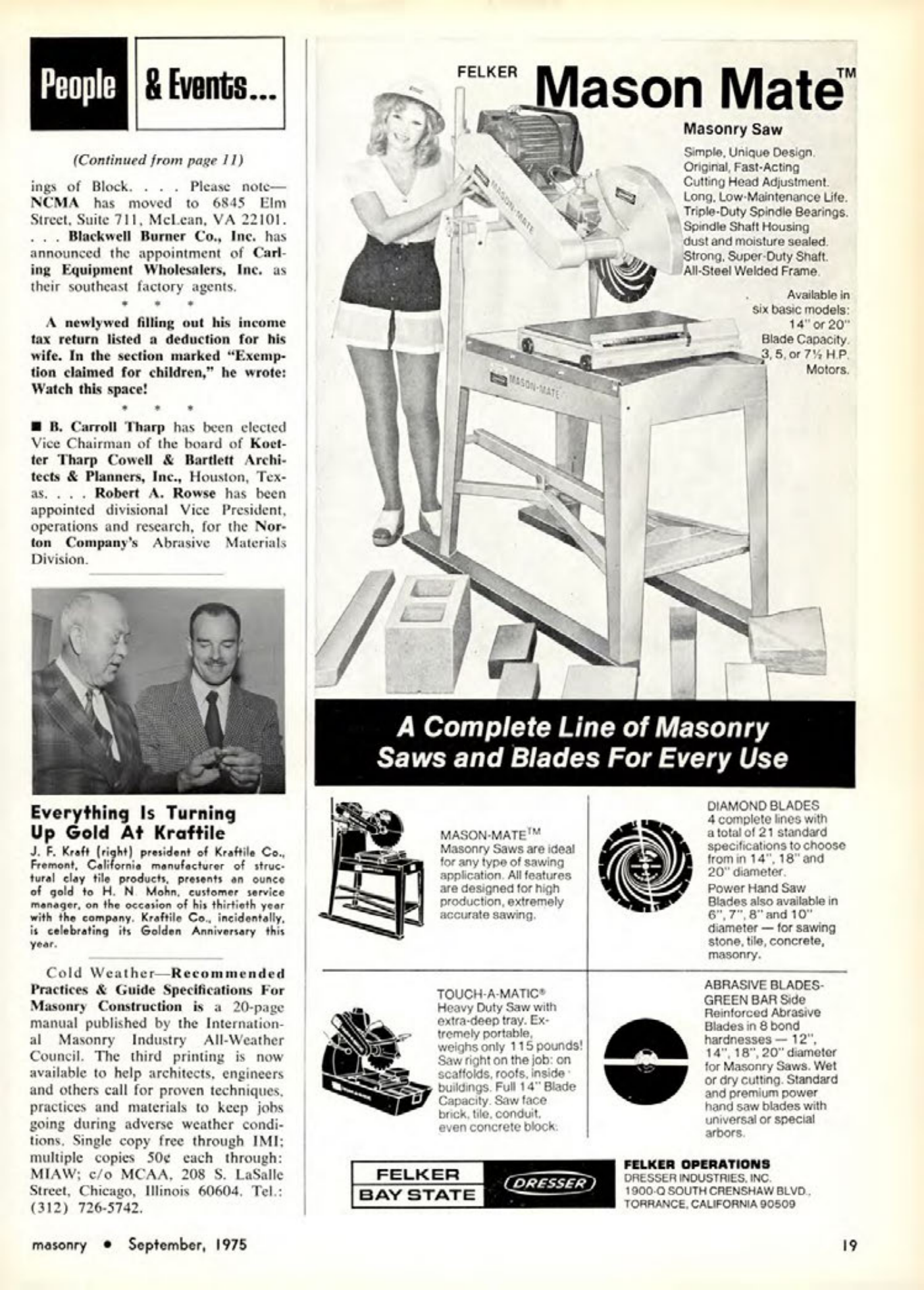 Masonry Magazine September 1975 Page. 19