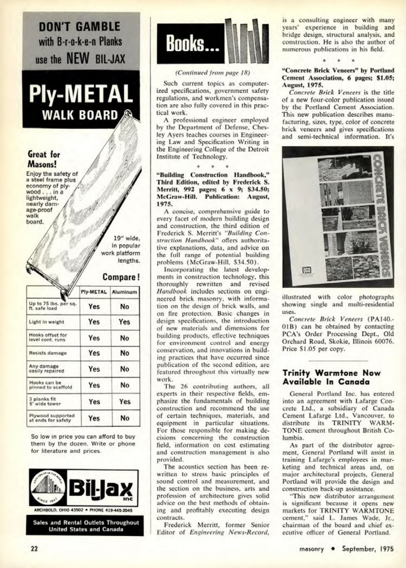 Masonry Magazine September 1975 Page. 22