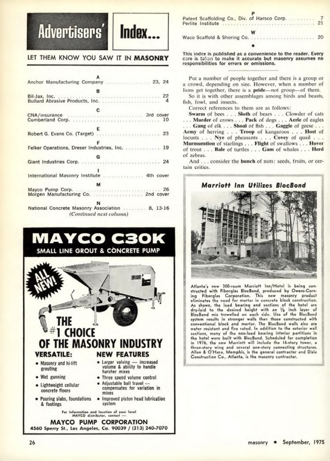 Masonry Magazine September 1975 Page. 26