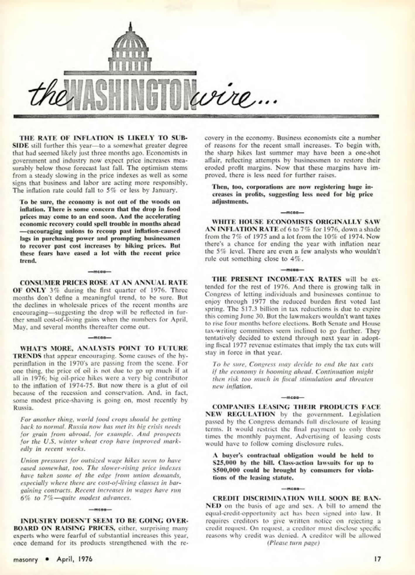 Masonry Magazine April 1976 Page. 17