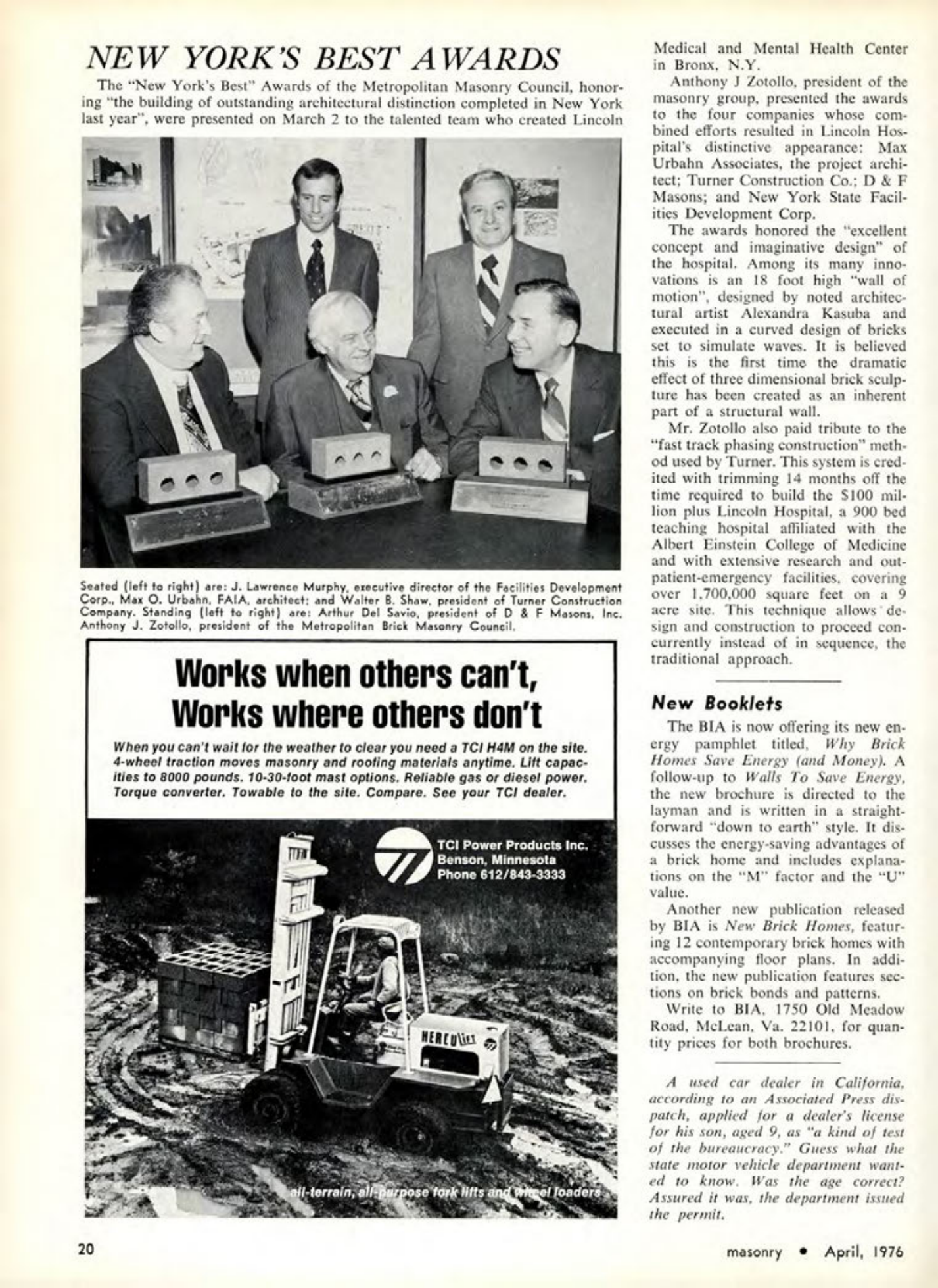 Masonry Magazine April 1976 Page. 20