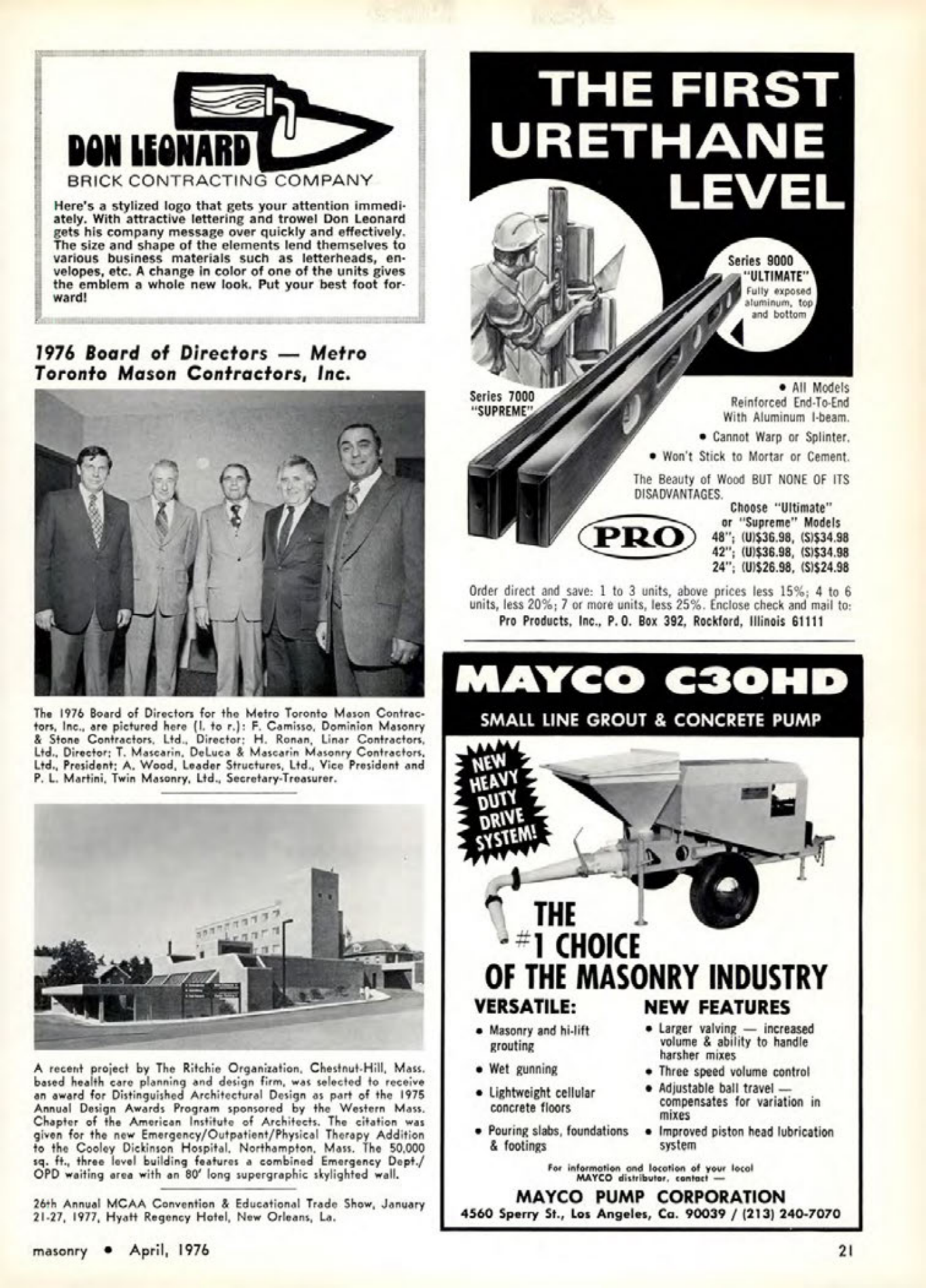 Masonry Magazine April 1976 Page. 21