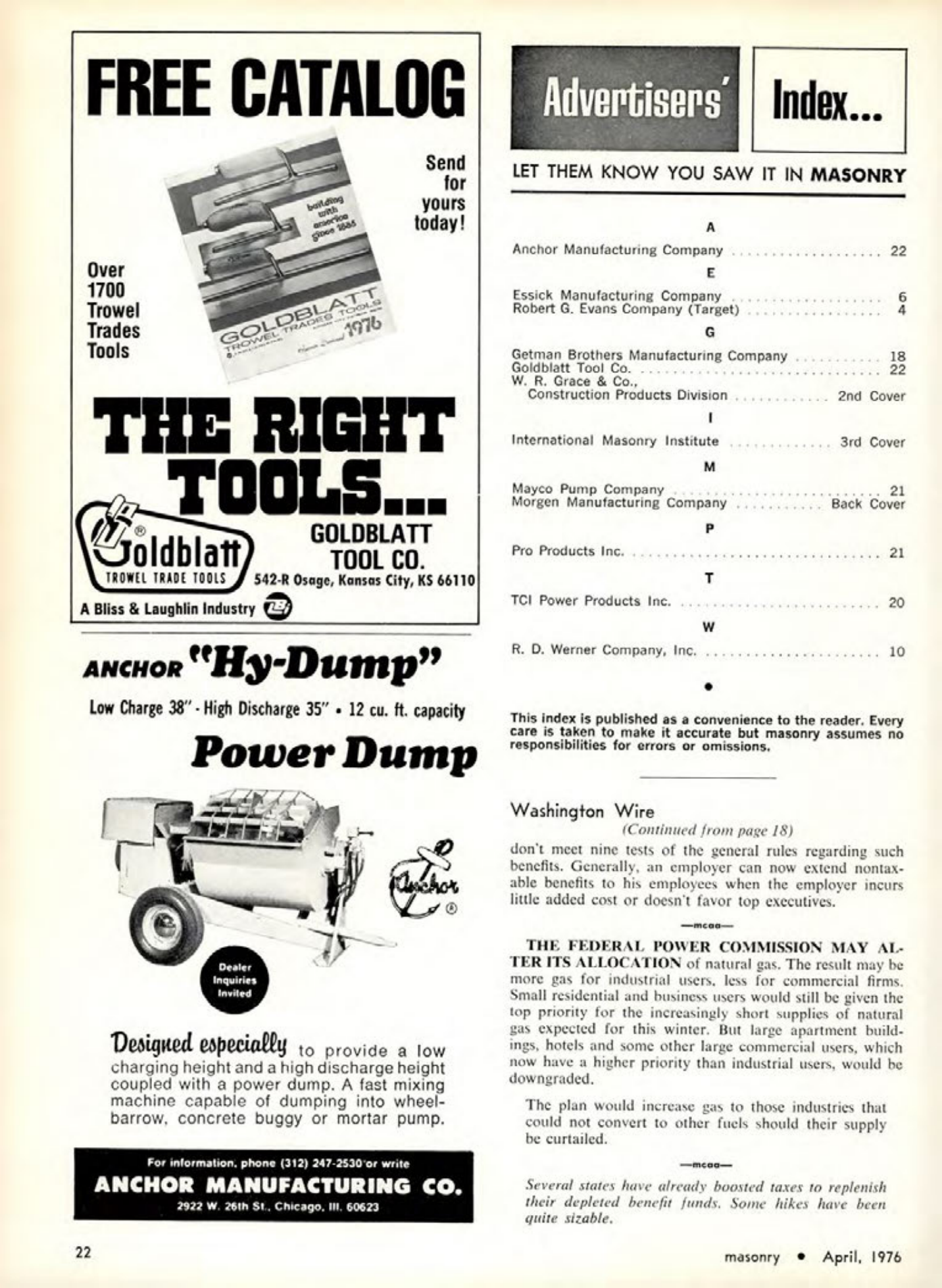 Masonry Magazine April 1976 Page. 22