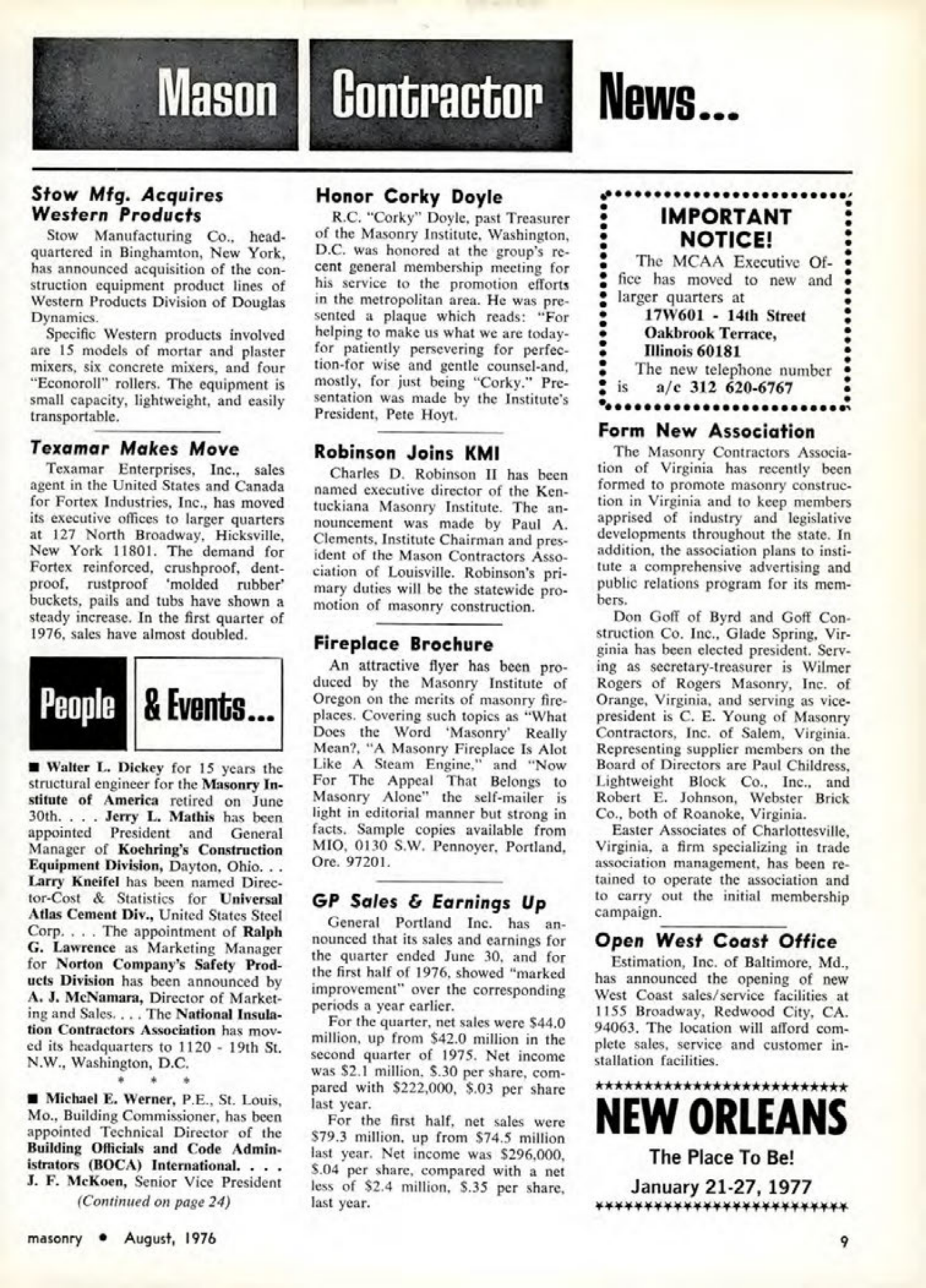 Masonry Magazine August 1976 Page. 9