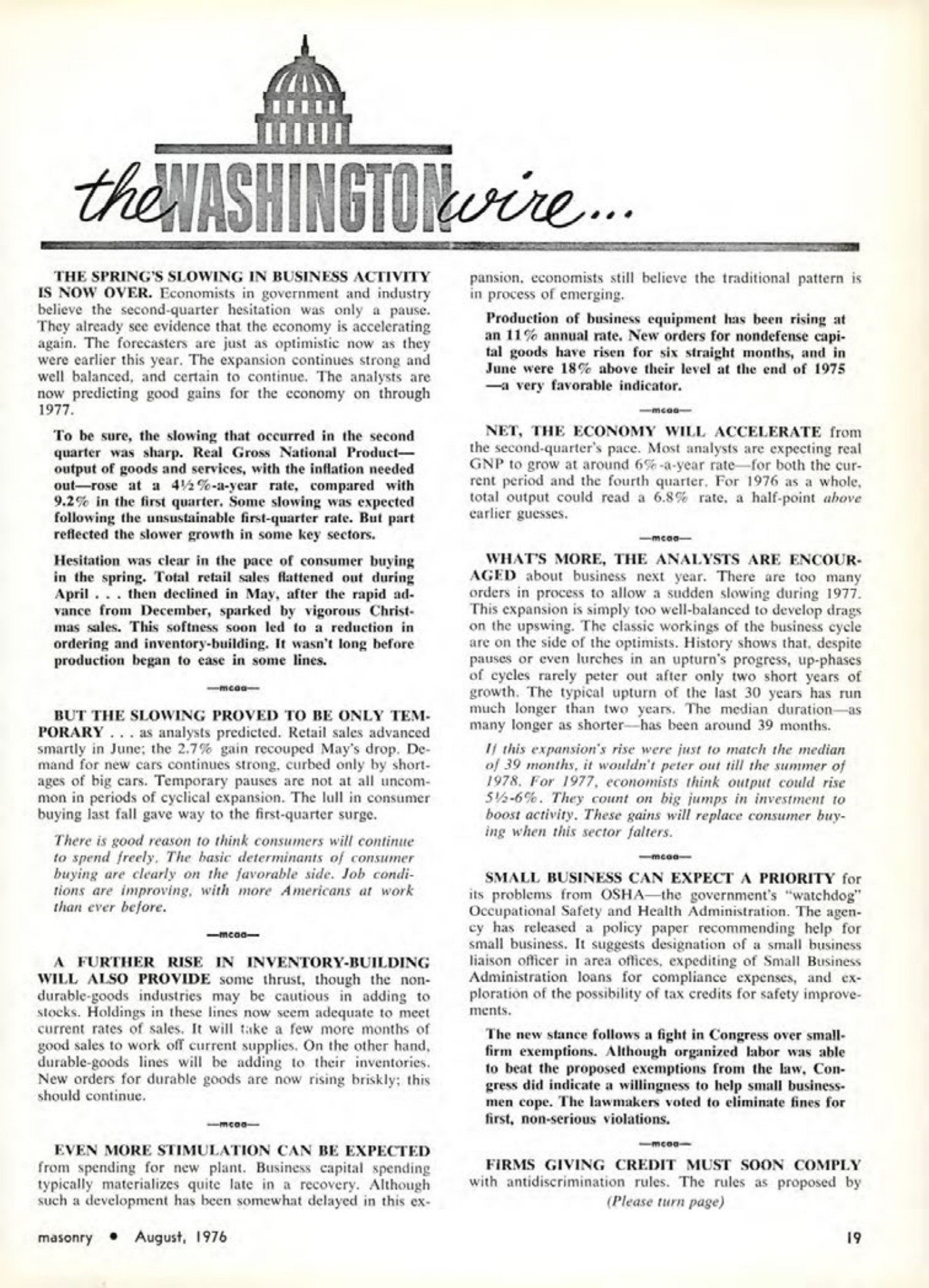 Masonry Magazine August 1976 Page. 19