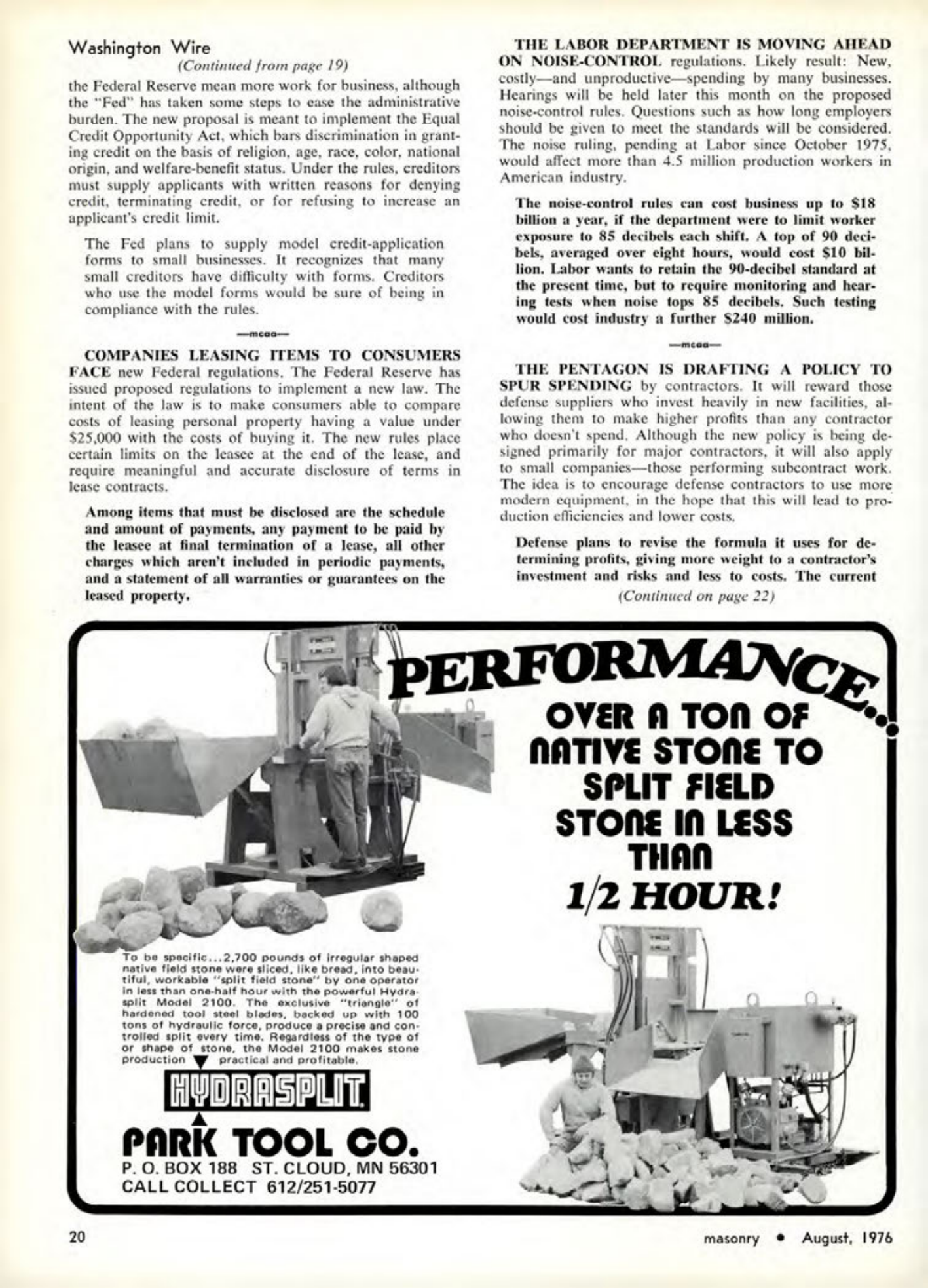 Masonry Magazine August 1976 Page. 20