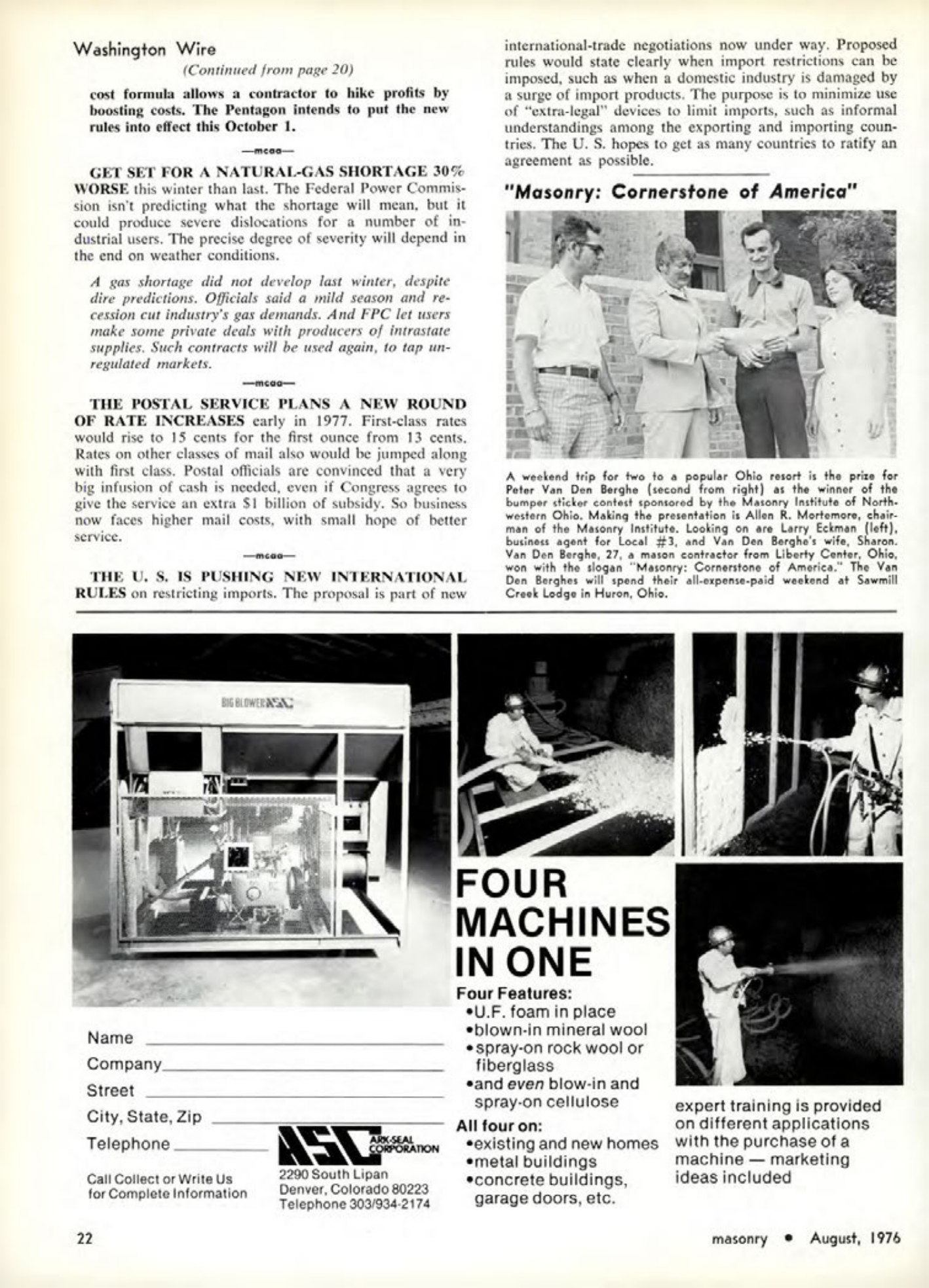 Masonry Magazine August 1976 Page. 22