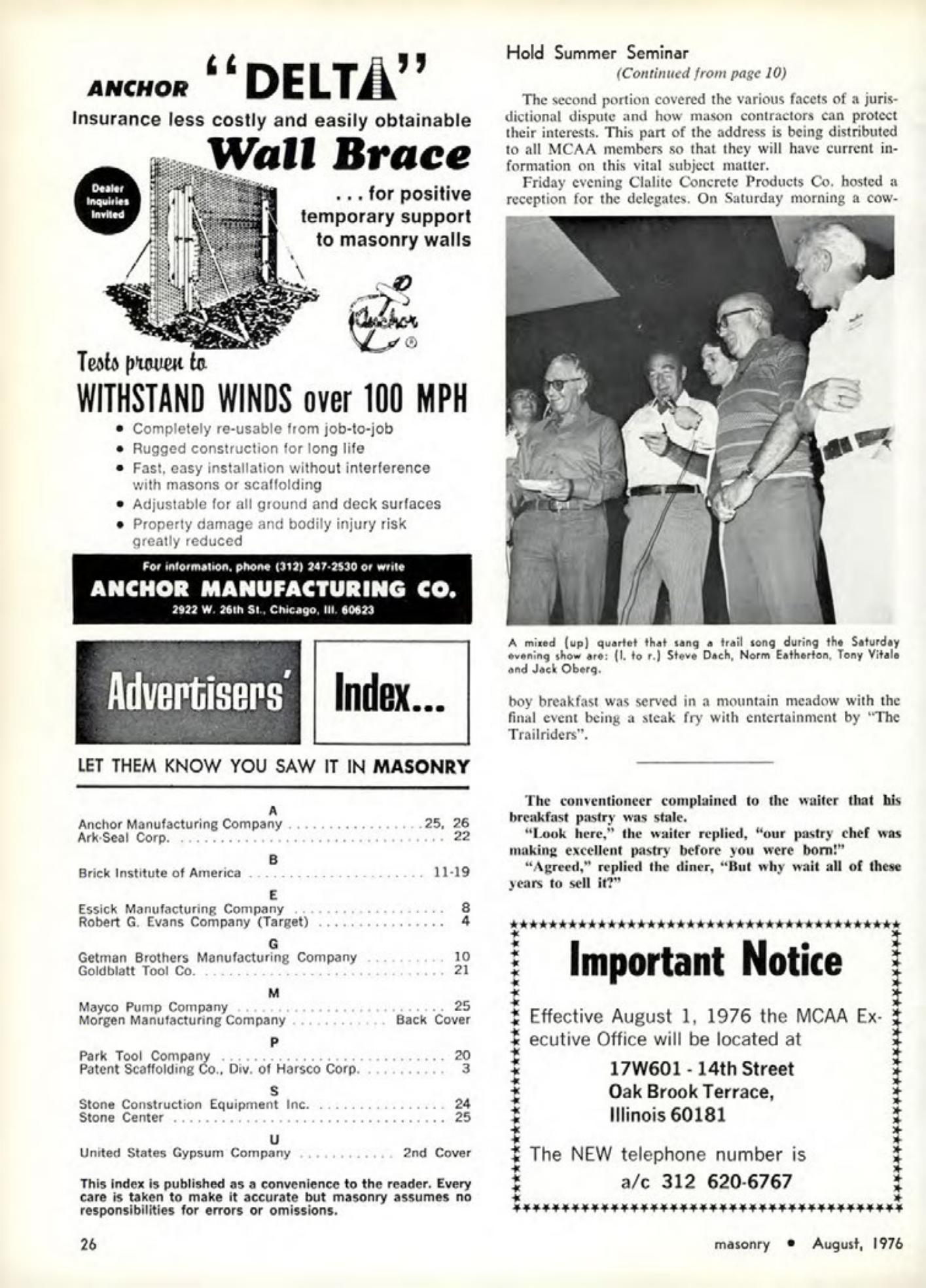 Masonry Magazine August 1976 Page. 26