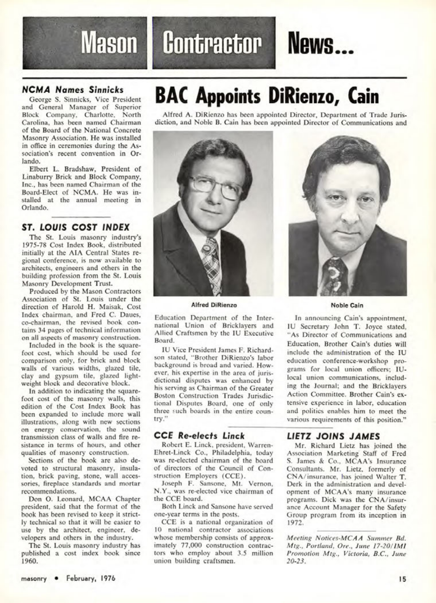 Masonry Magazine February 1976 Page. 15