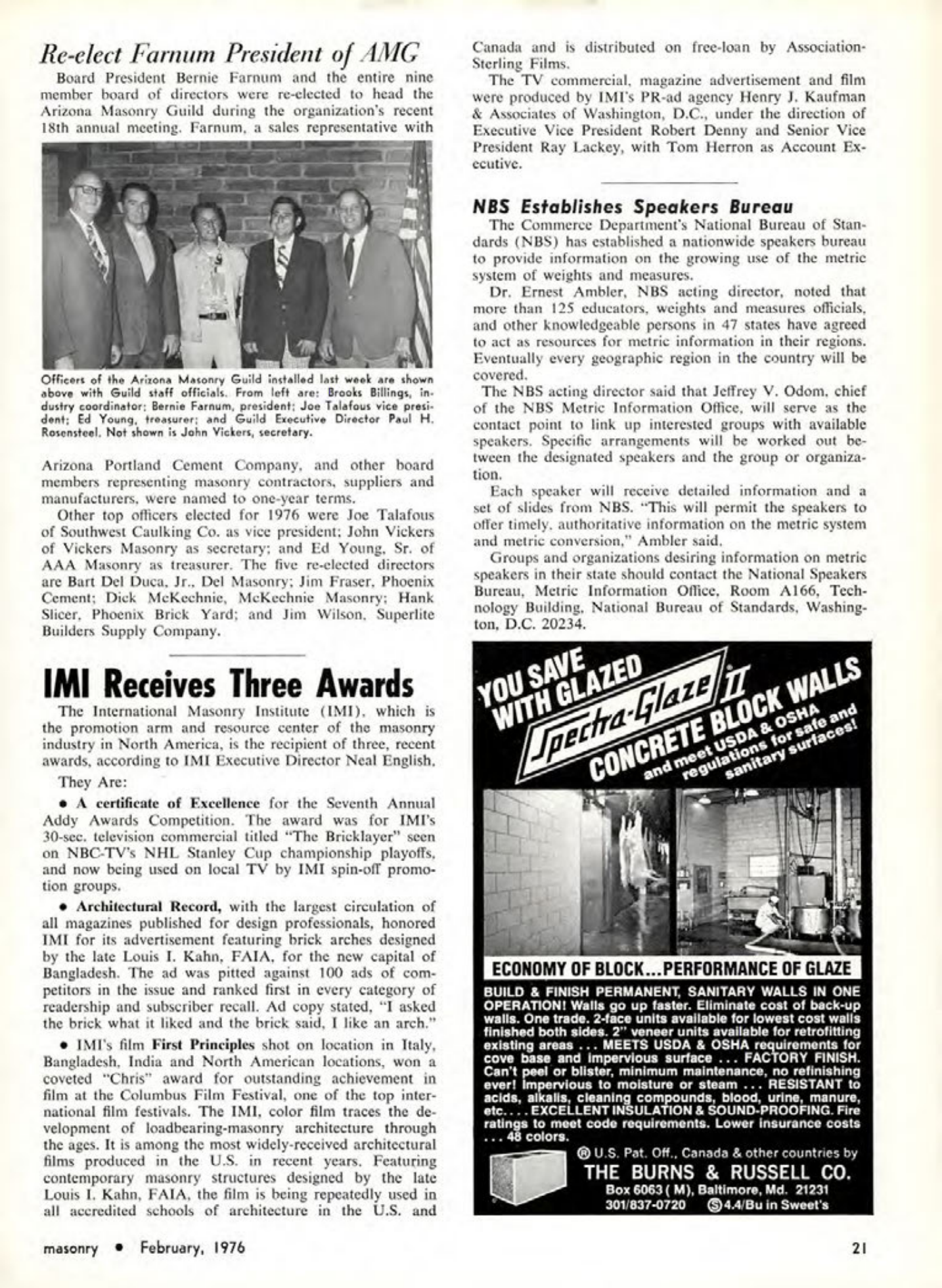Masonry Magazine February 1976 Page. 21
