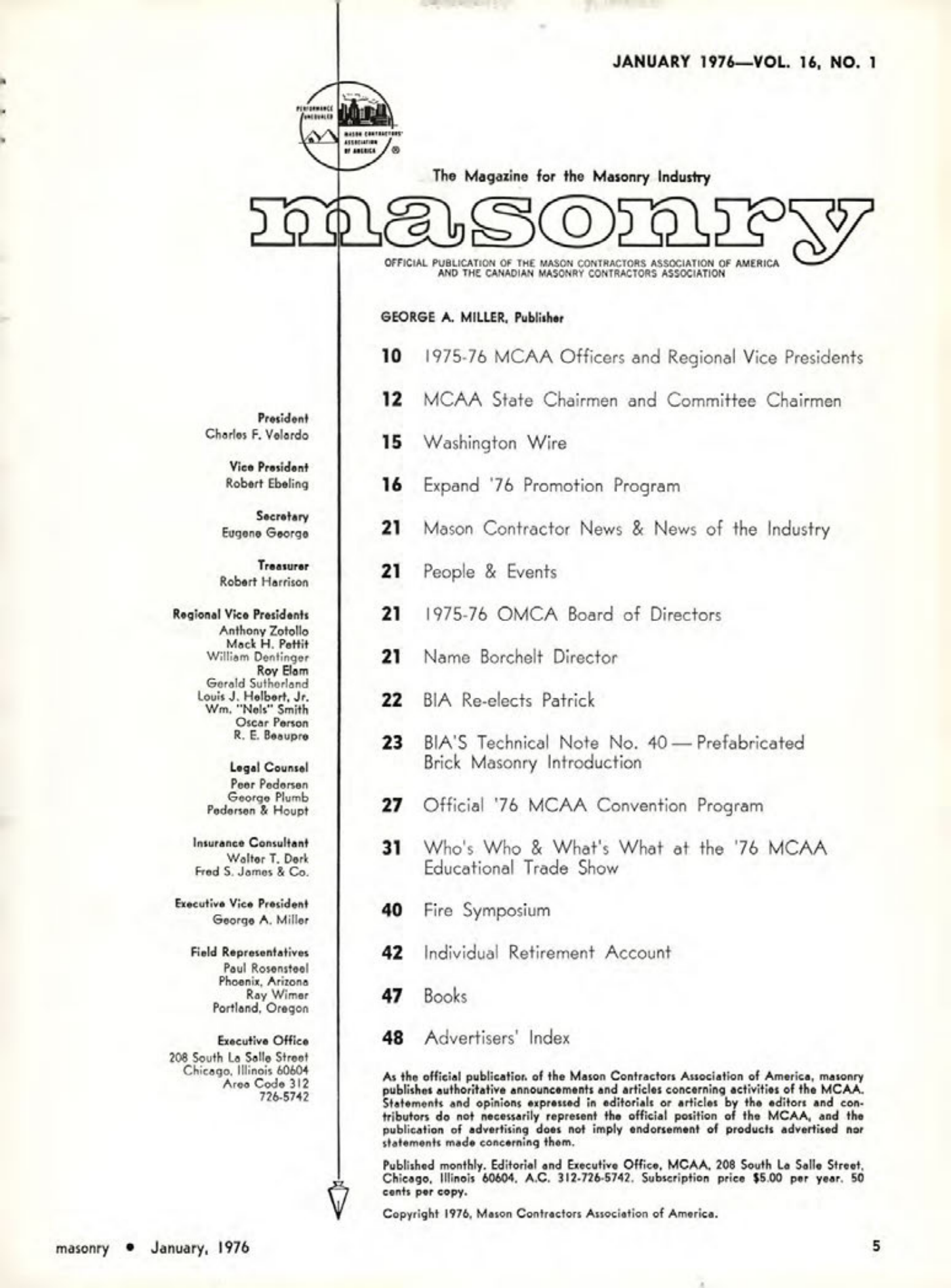 Masonry Magazine January 1976 Page. 5