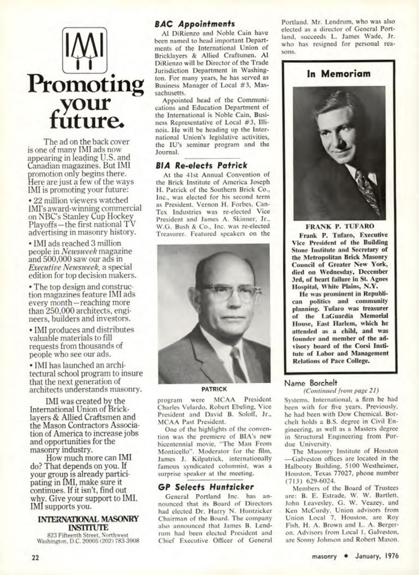 Masonry Magazine January 1976 Page.22
