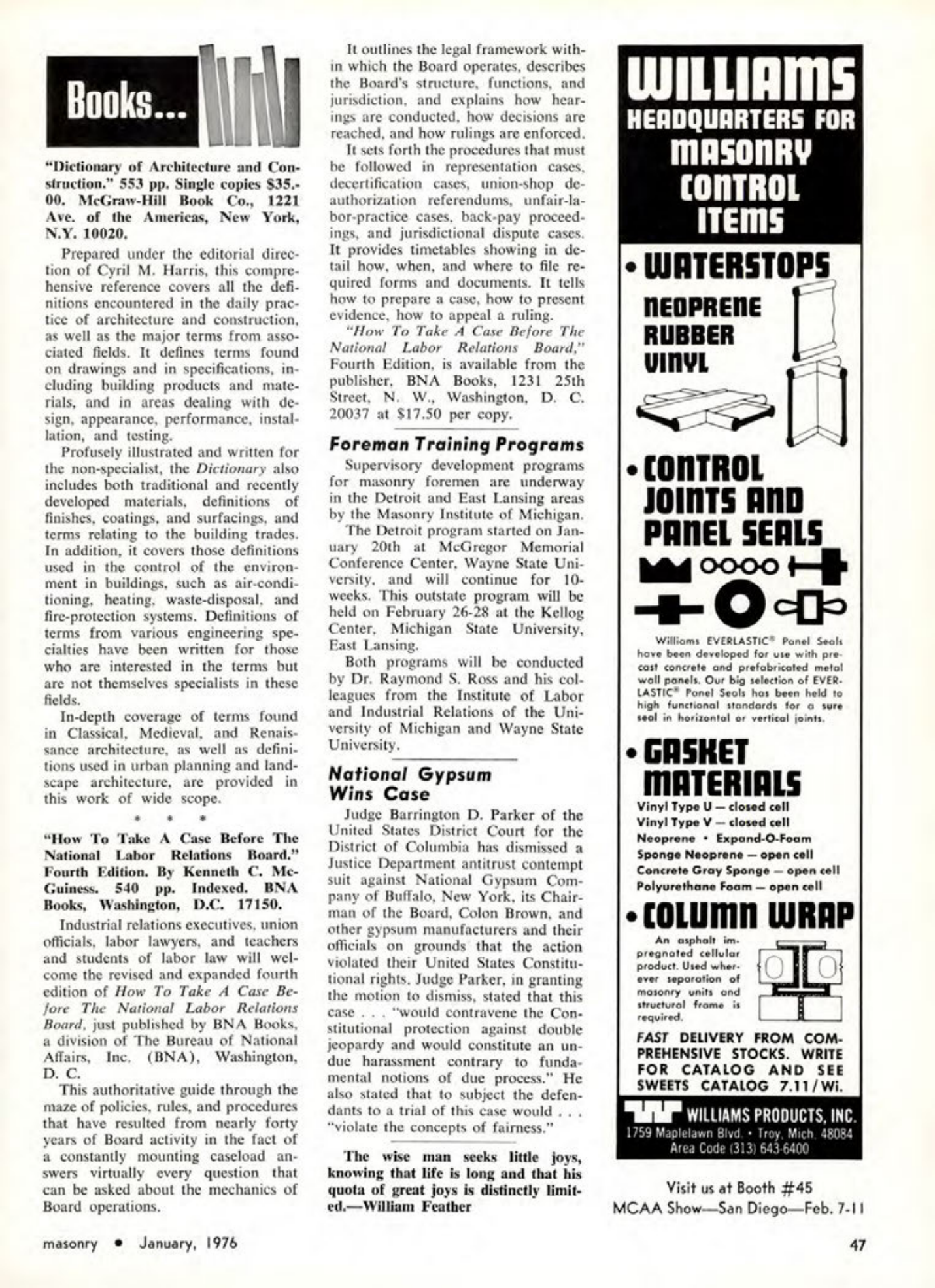 Masonry Magazine January 1976 Page. 47