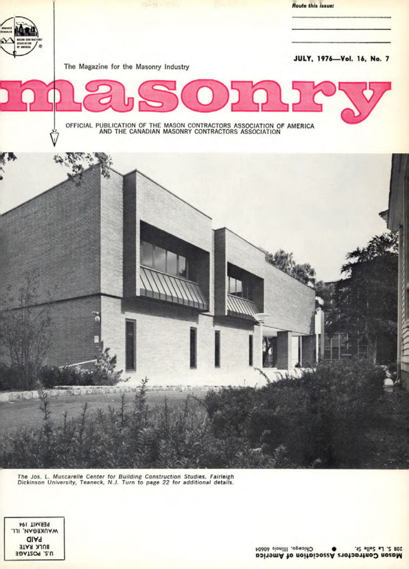 Masonry Magazine July 1976 Page. 1