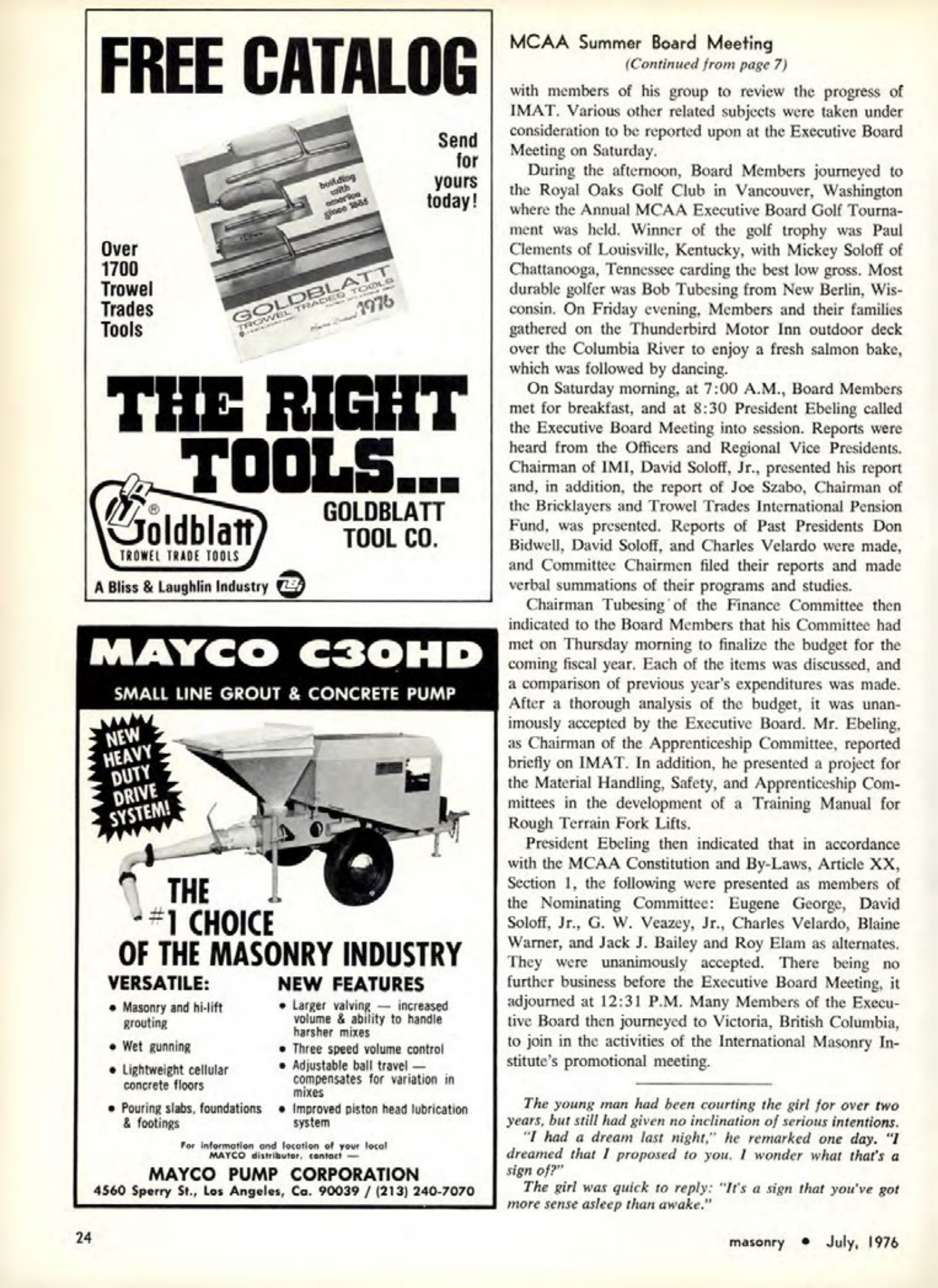 Masonry Magazine July 1976 Page. 24