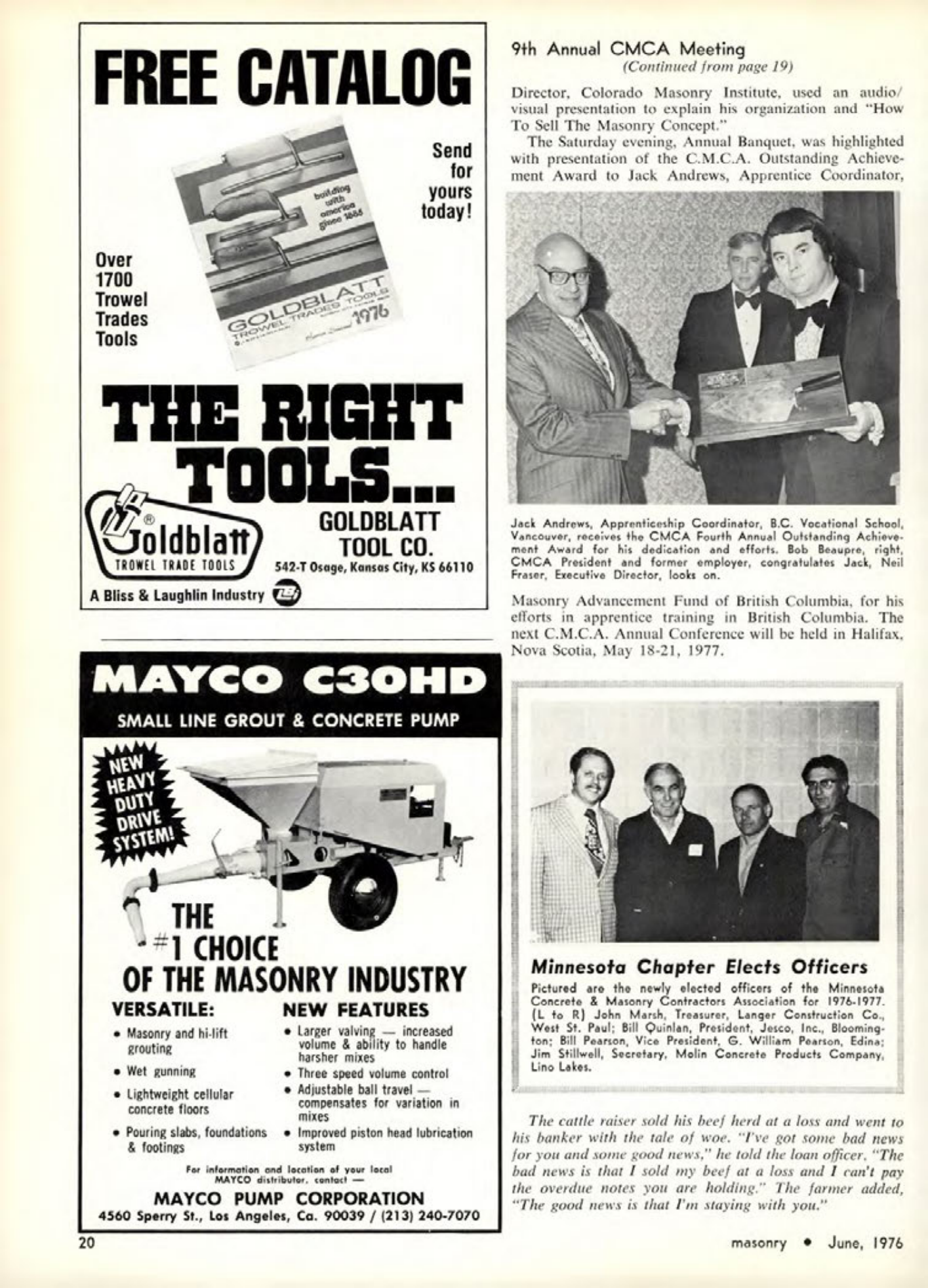 Masonry Magazine June 1976 Page. 20