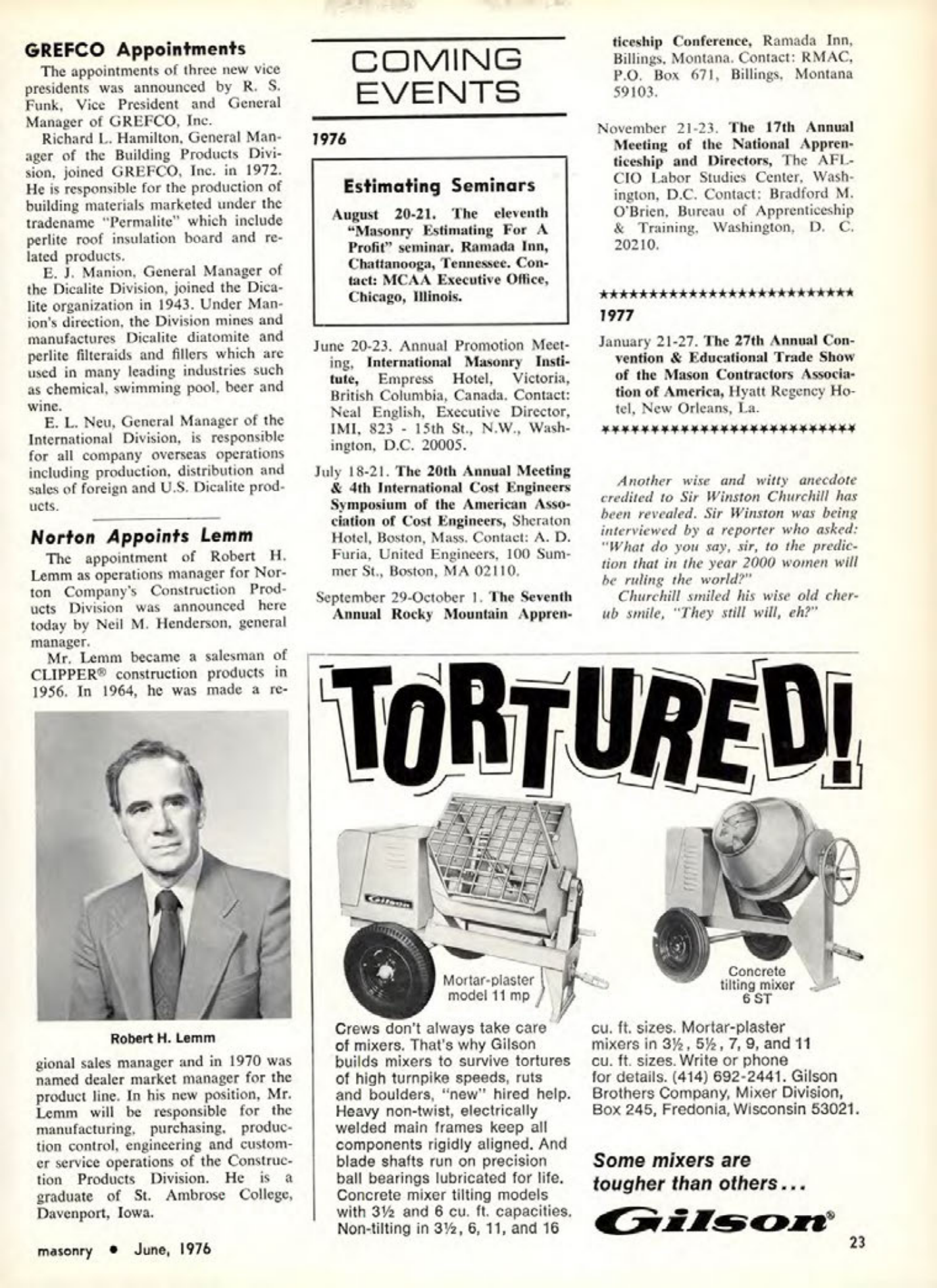 Masonry Magazine June 1976 Page. 23