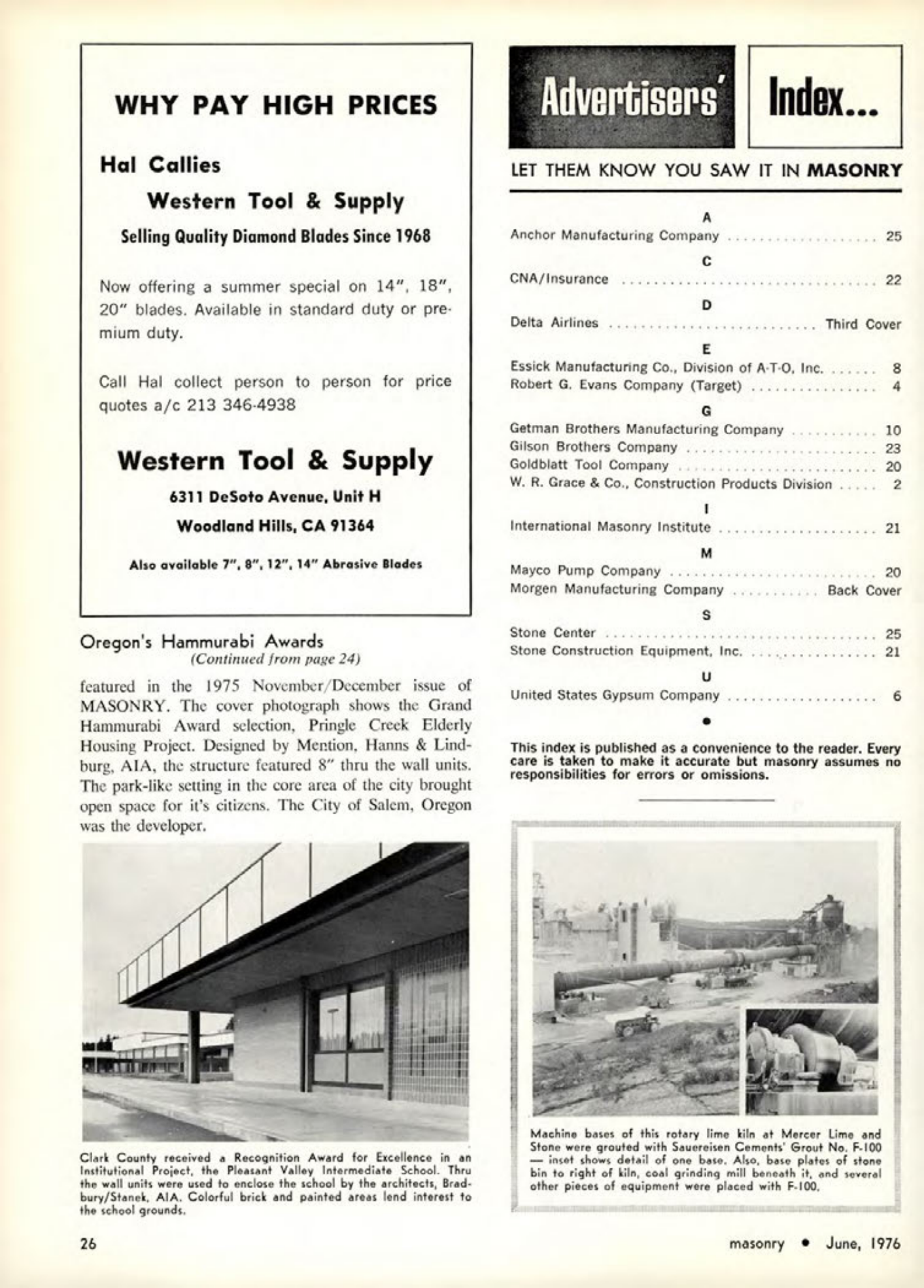 Masonry Magazine June 1976 Page. 26