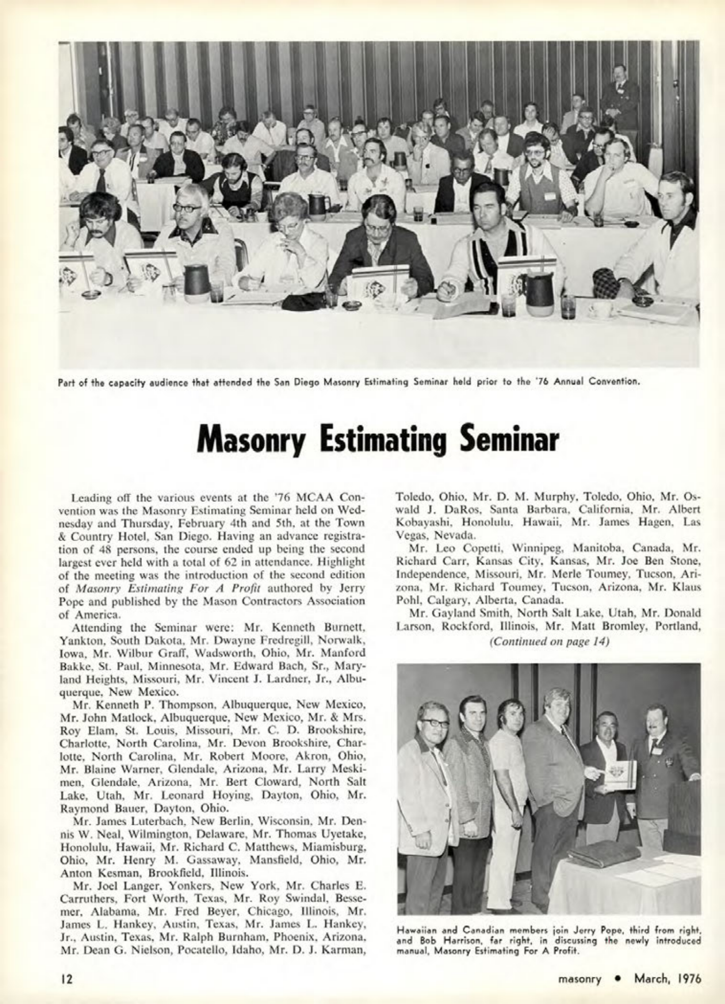 Masonry Magazine March 1976 Page. 12