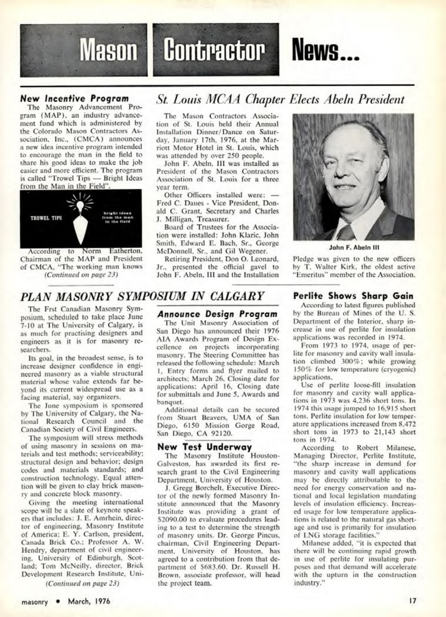 Masonry Magazine March 1976 Page. 17